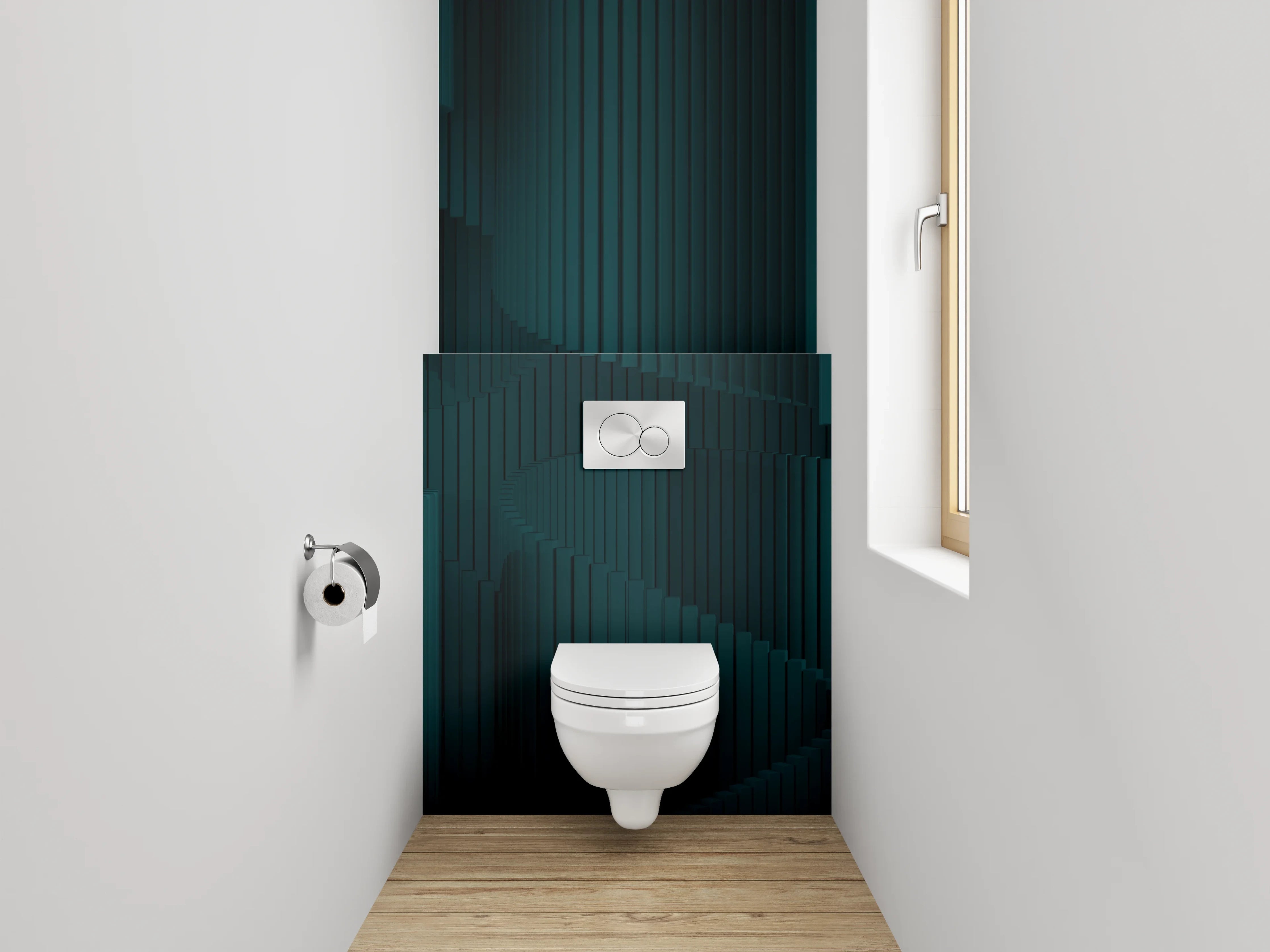 WC-Rückwand - Modernes 3D Muster in Türkis