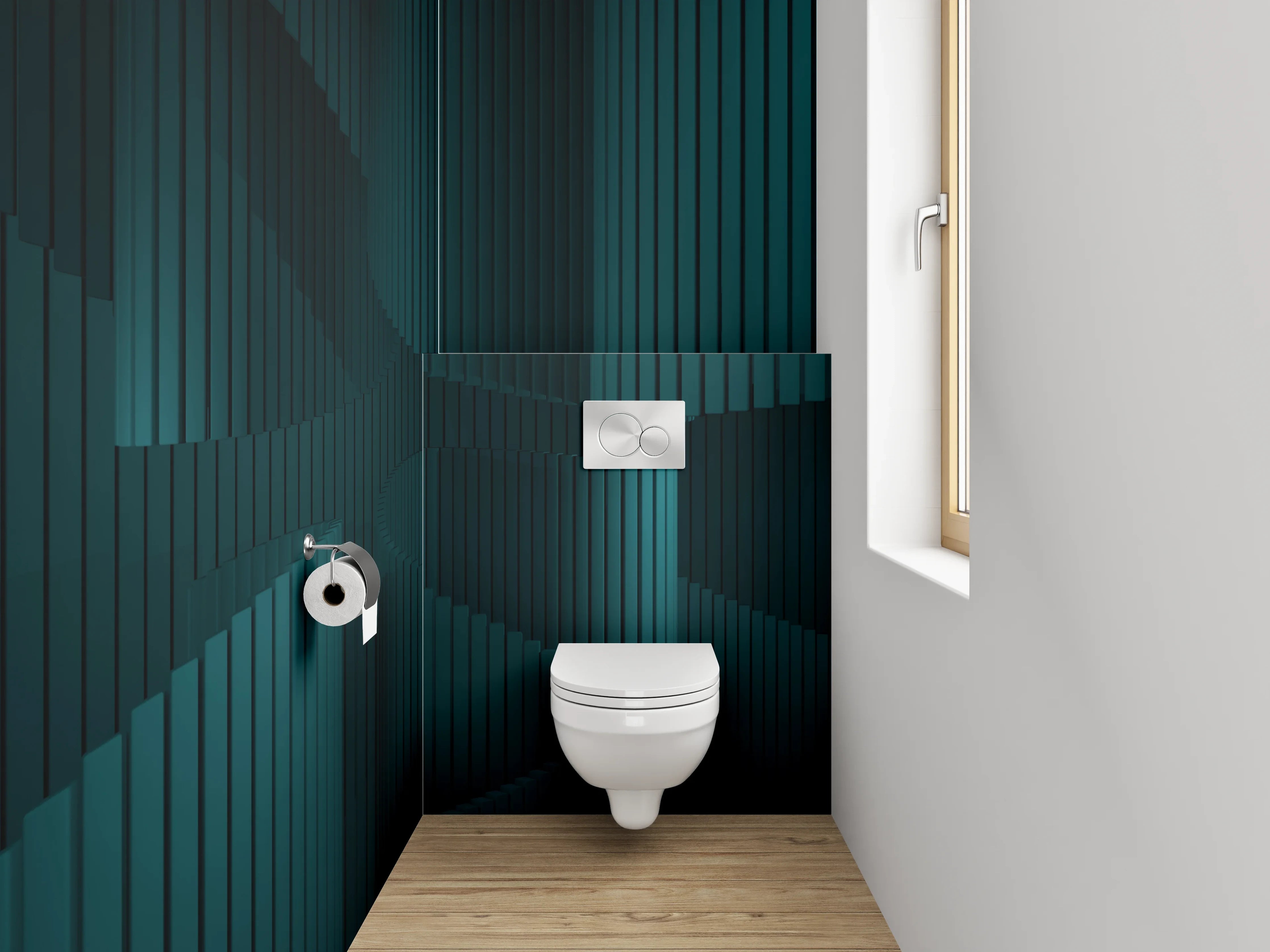 WC-Rückwand - Modernes 3D Muster in Türkis