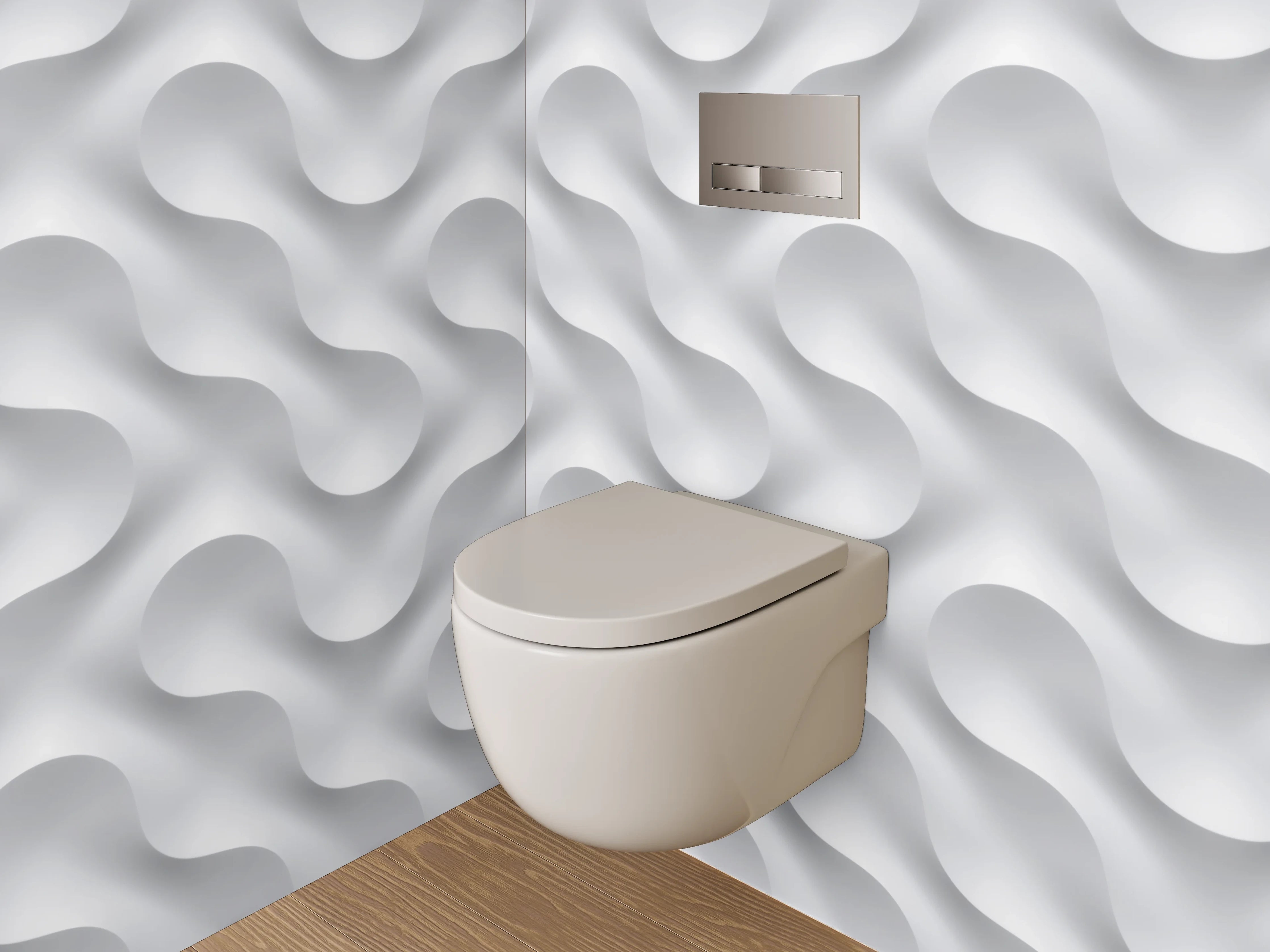WC-Rückwand - Modernes 3D-Muster in Weiß und Grau