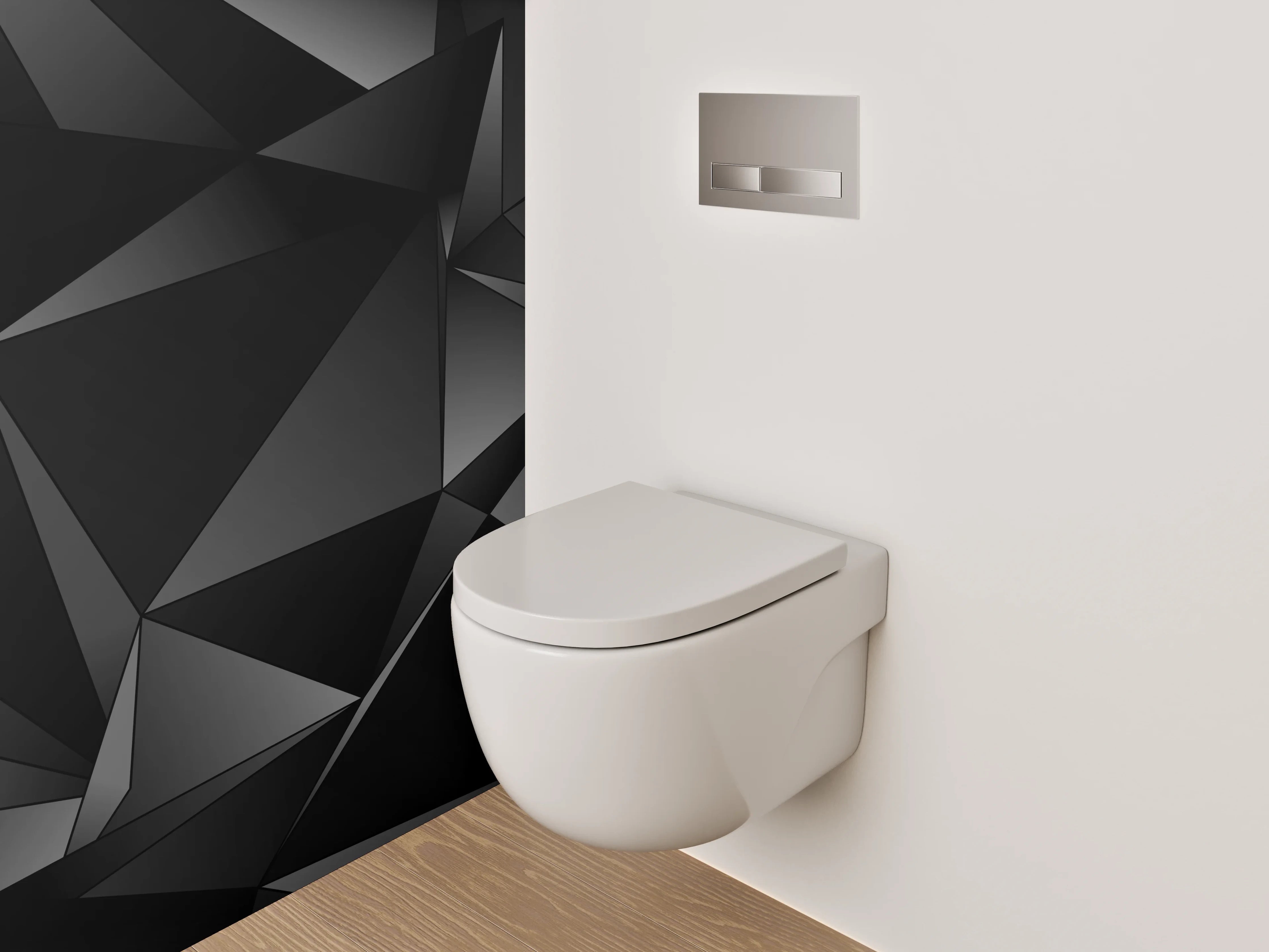 WC-Rückwand - Modernes 3D-Polygon-Muster Schwarz