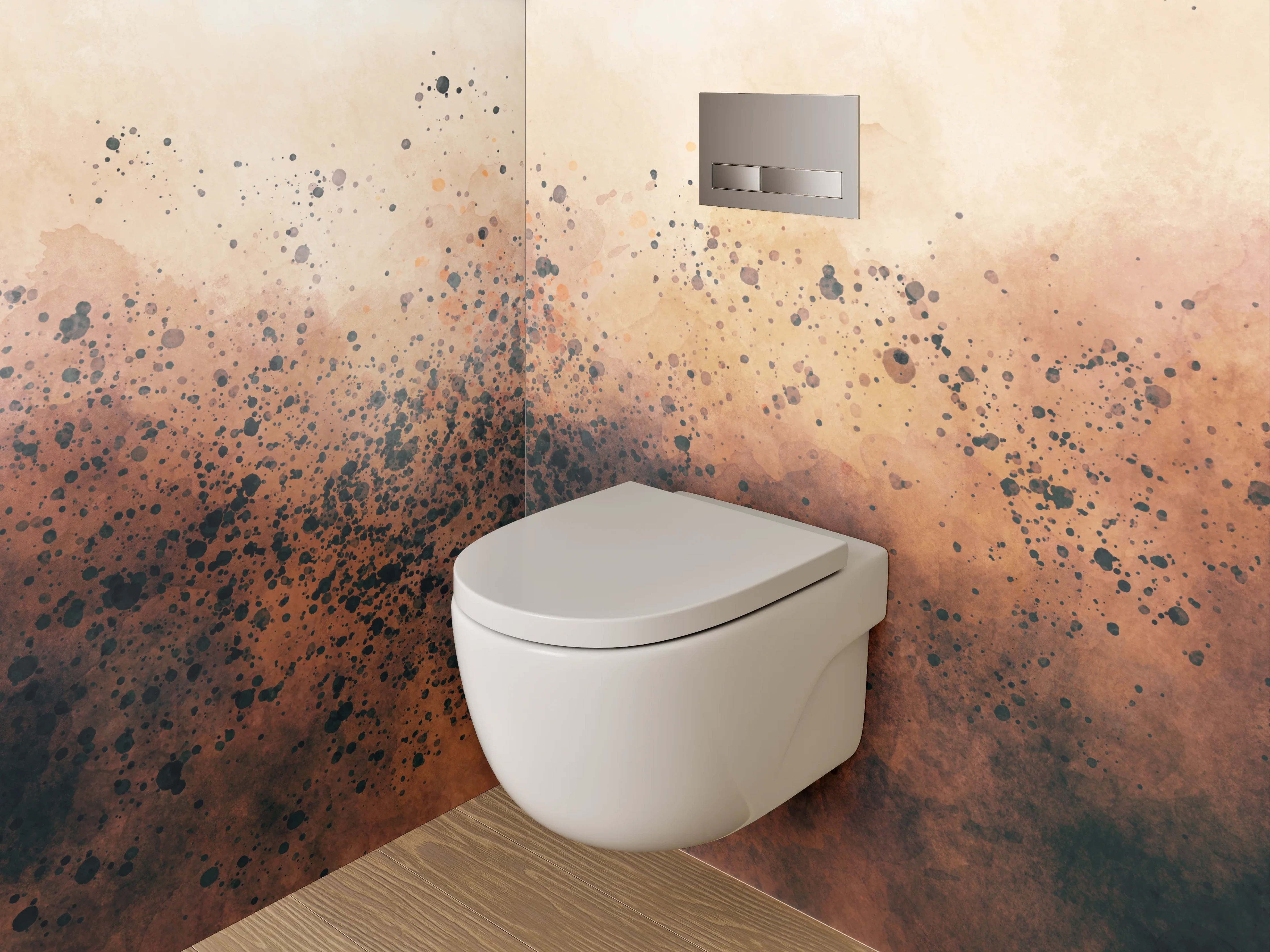 WC-Rückwand - Modernes Aquarell-Abstrakt in Braun- und Beigetönen