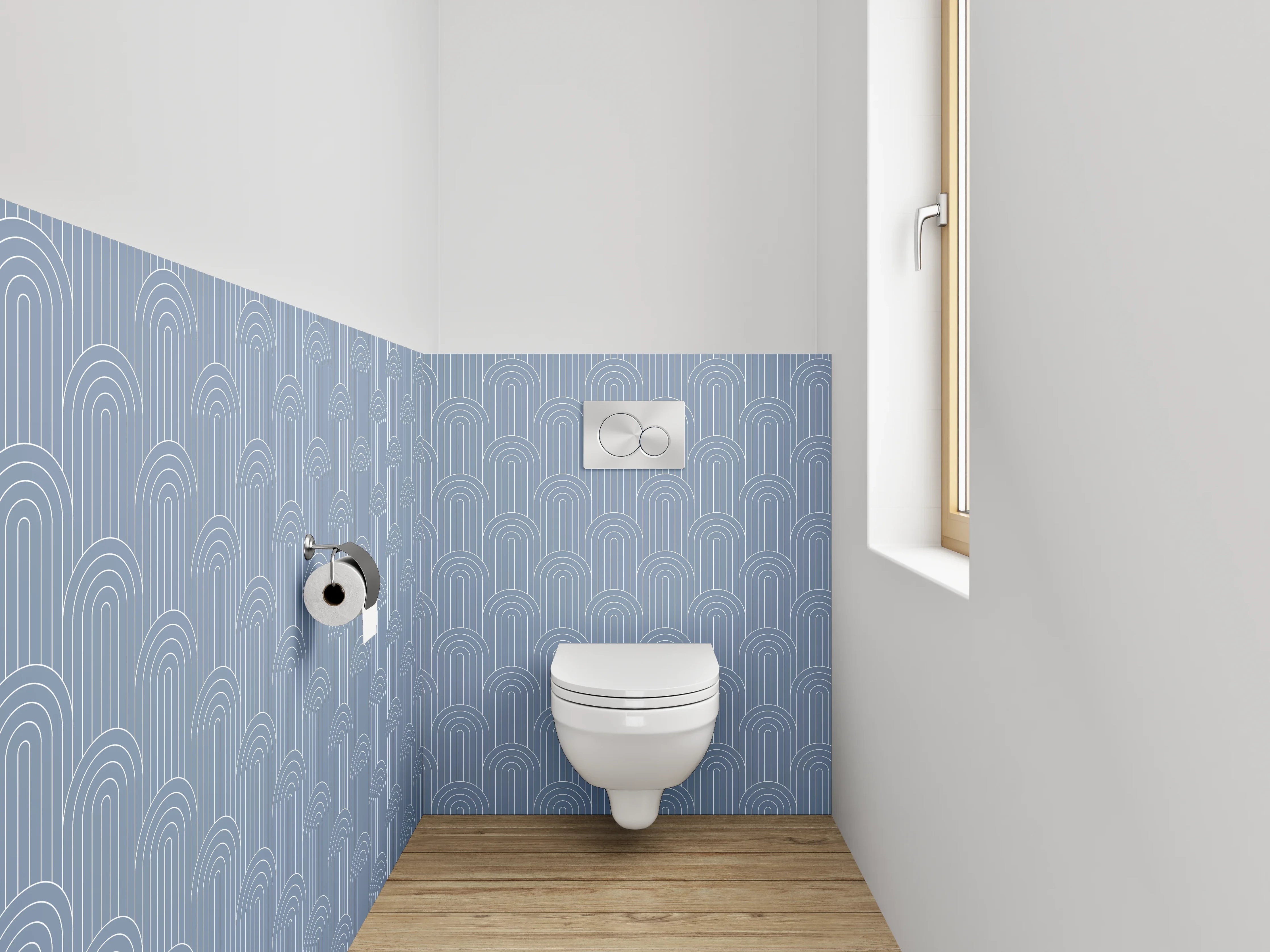 WC-Rückwand - Modernes Art Deco Muster Blau