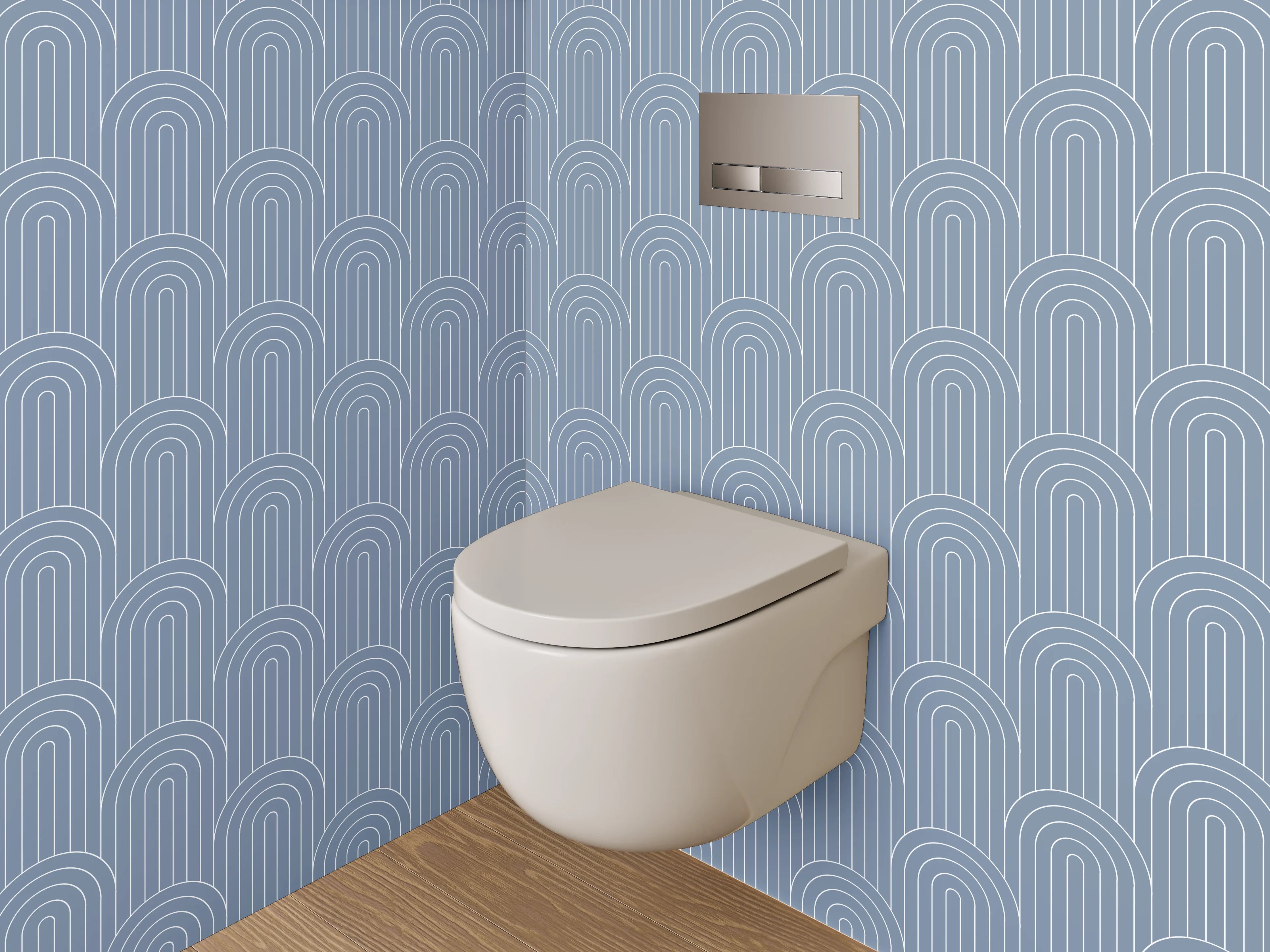 WC-Rückwand - Modernes Art Deco Muster Blau