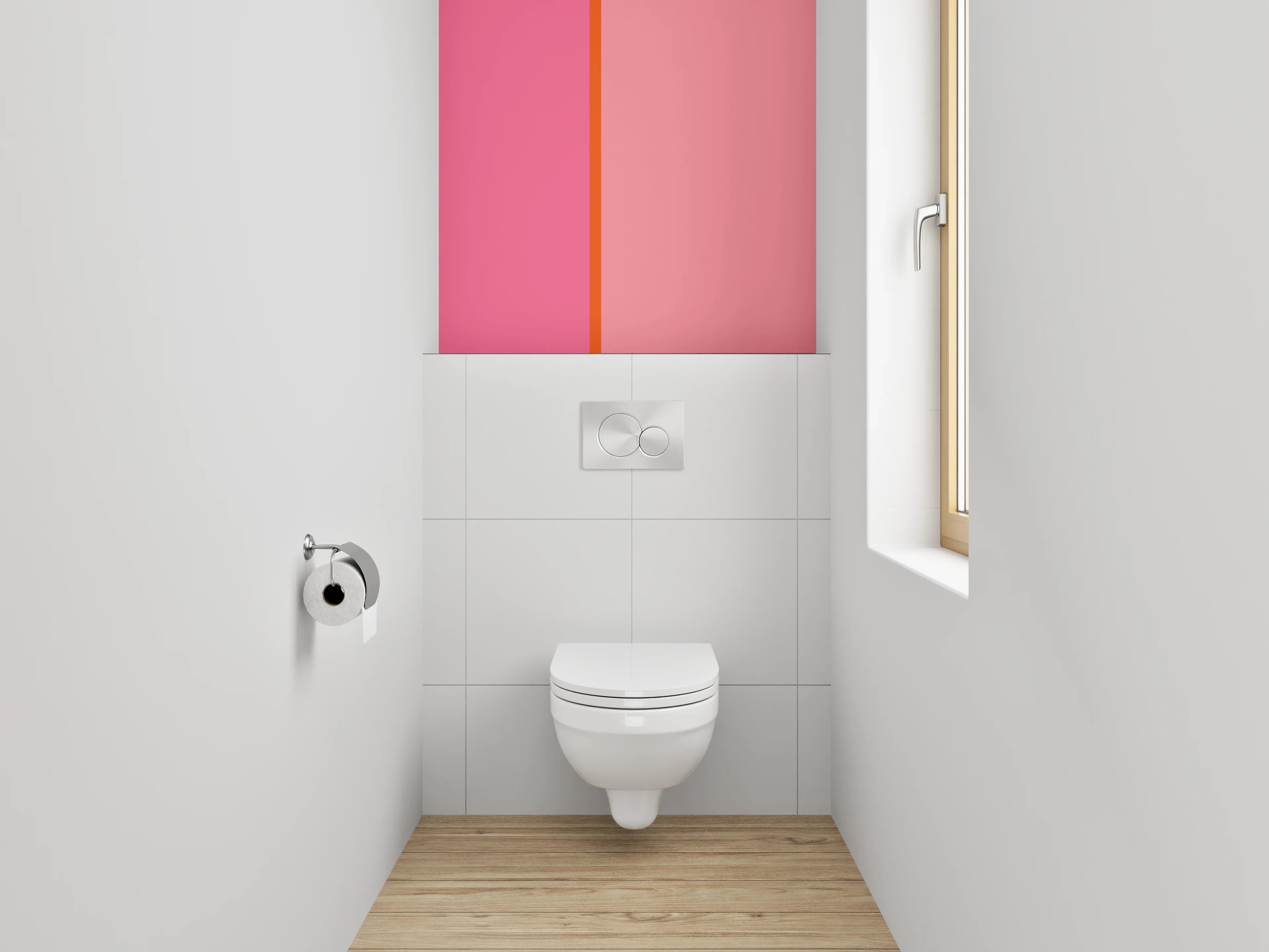 WC-Rückwand - Modernes Bicolor-Design Rosa & Pink
