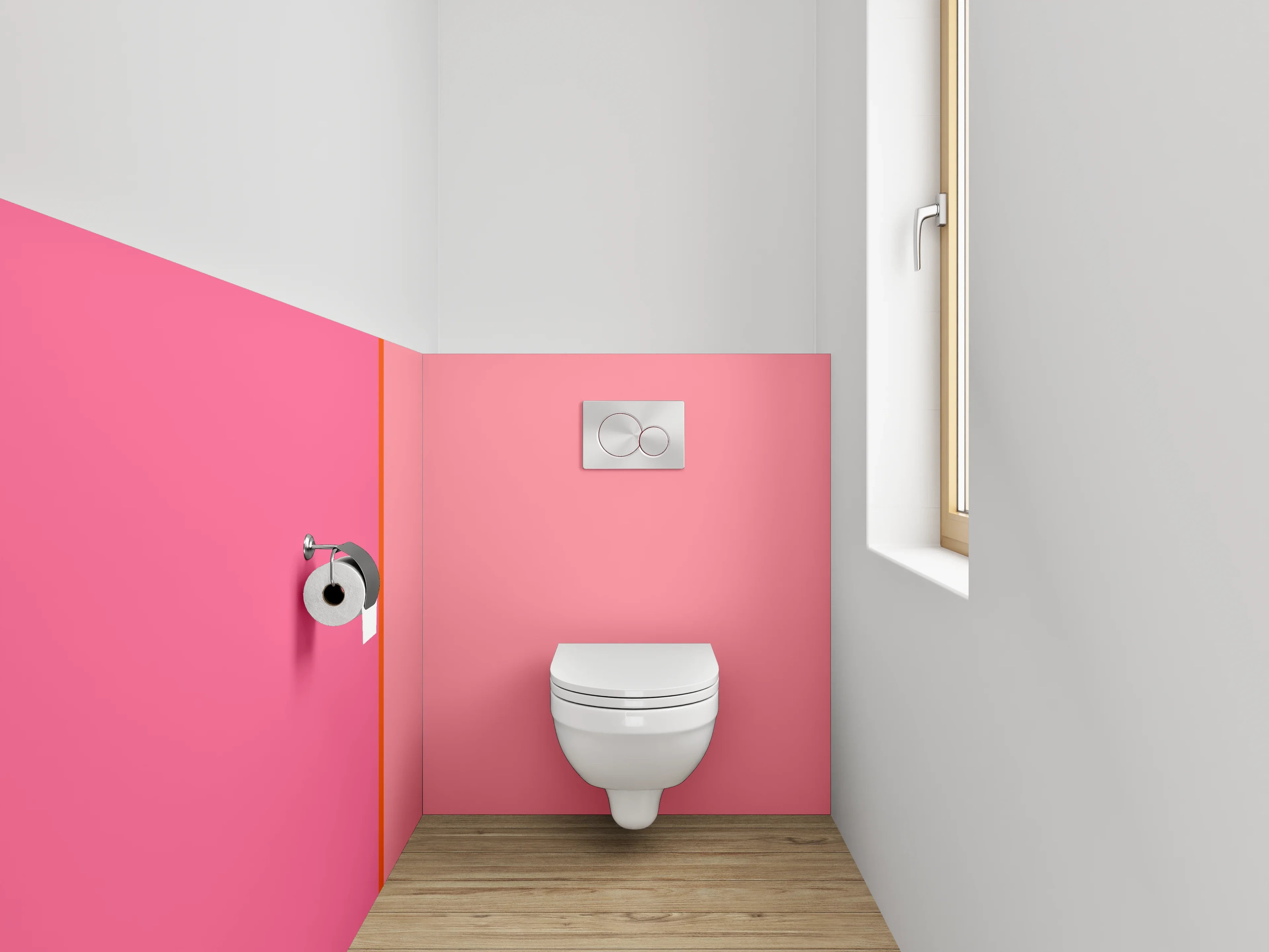 WC-Rückwand - Modernes Bicolor-Design Rosa & Pink