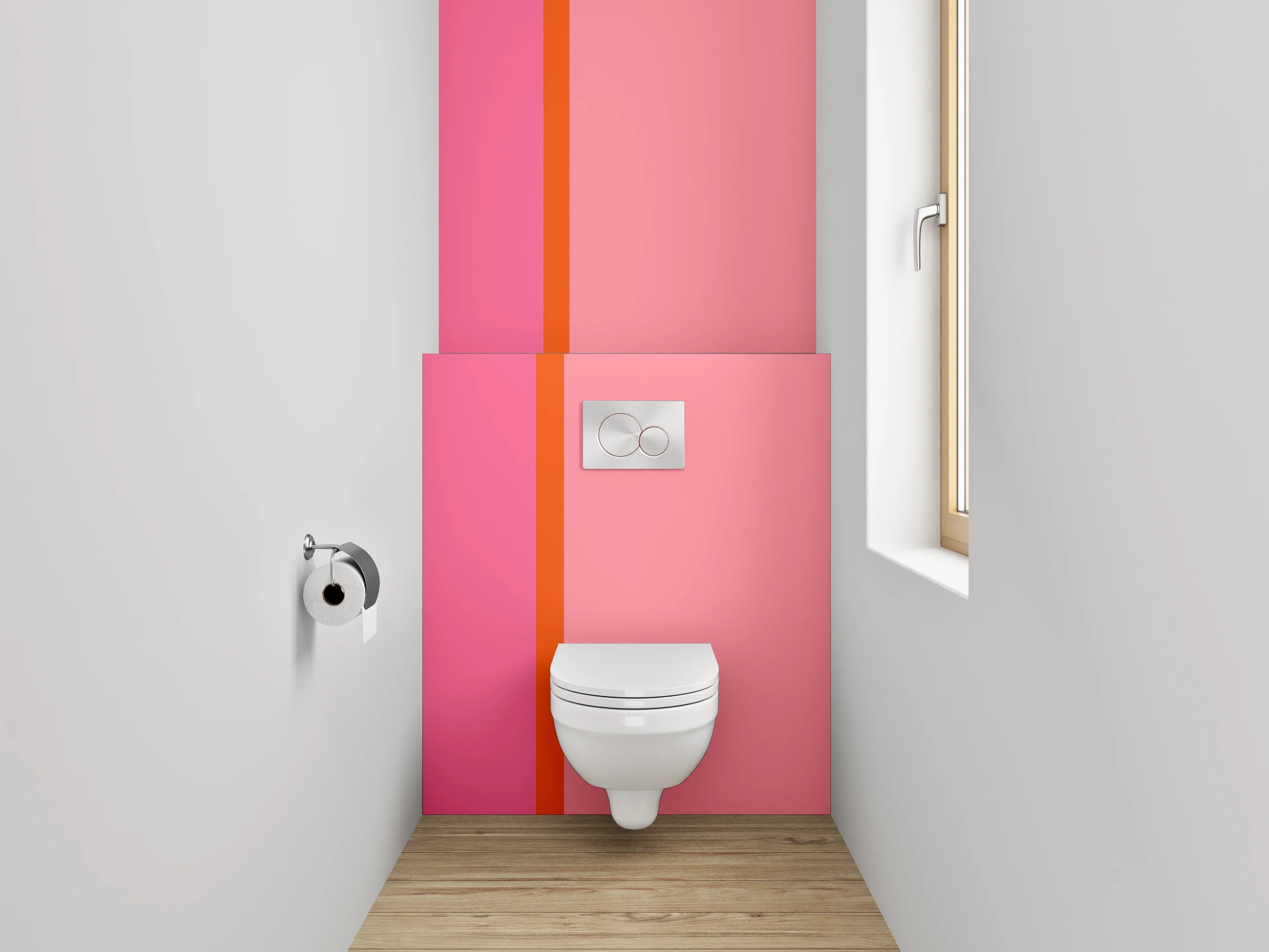 WC-Rückwand - Modernes Bicolor-Design Rosa & Pink