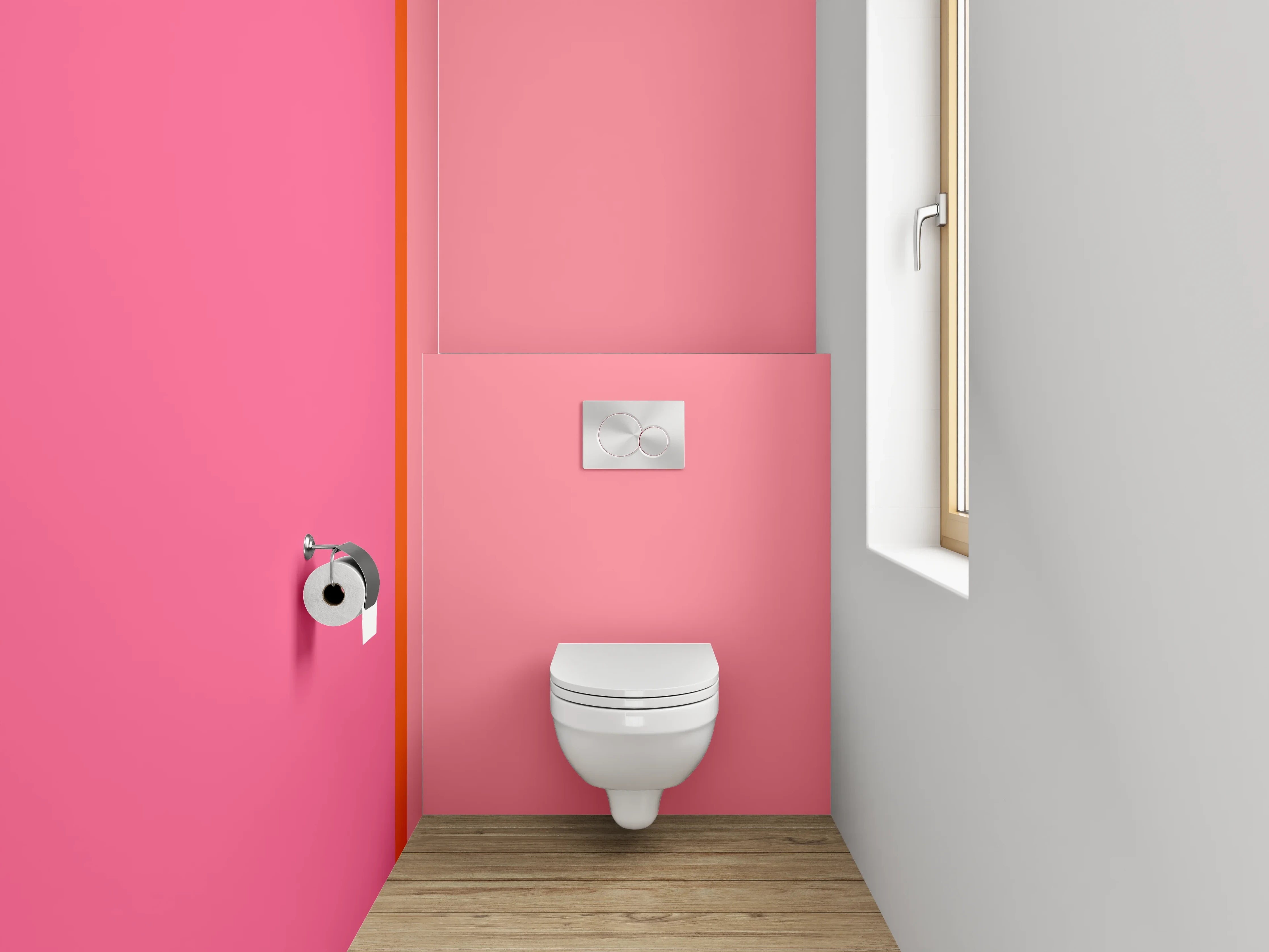 WC-Rückwand - Modernes Bicolor-Design Rosa & Pink
