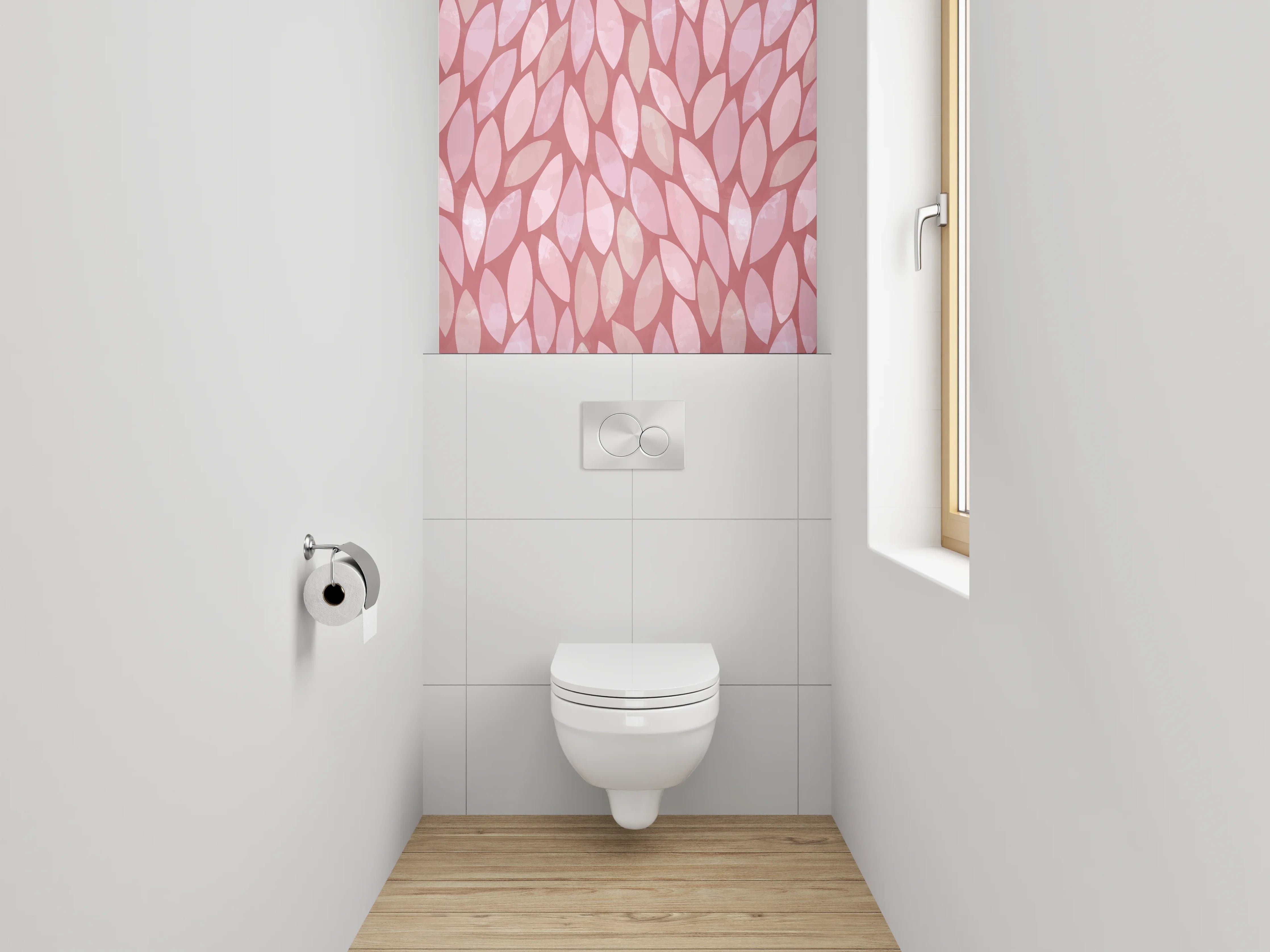 WC-Rückwand - Modernes Blätter-Muster Rosa