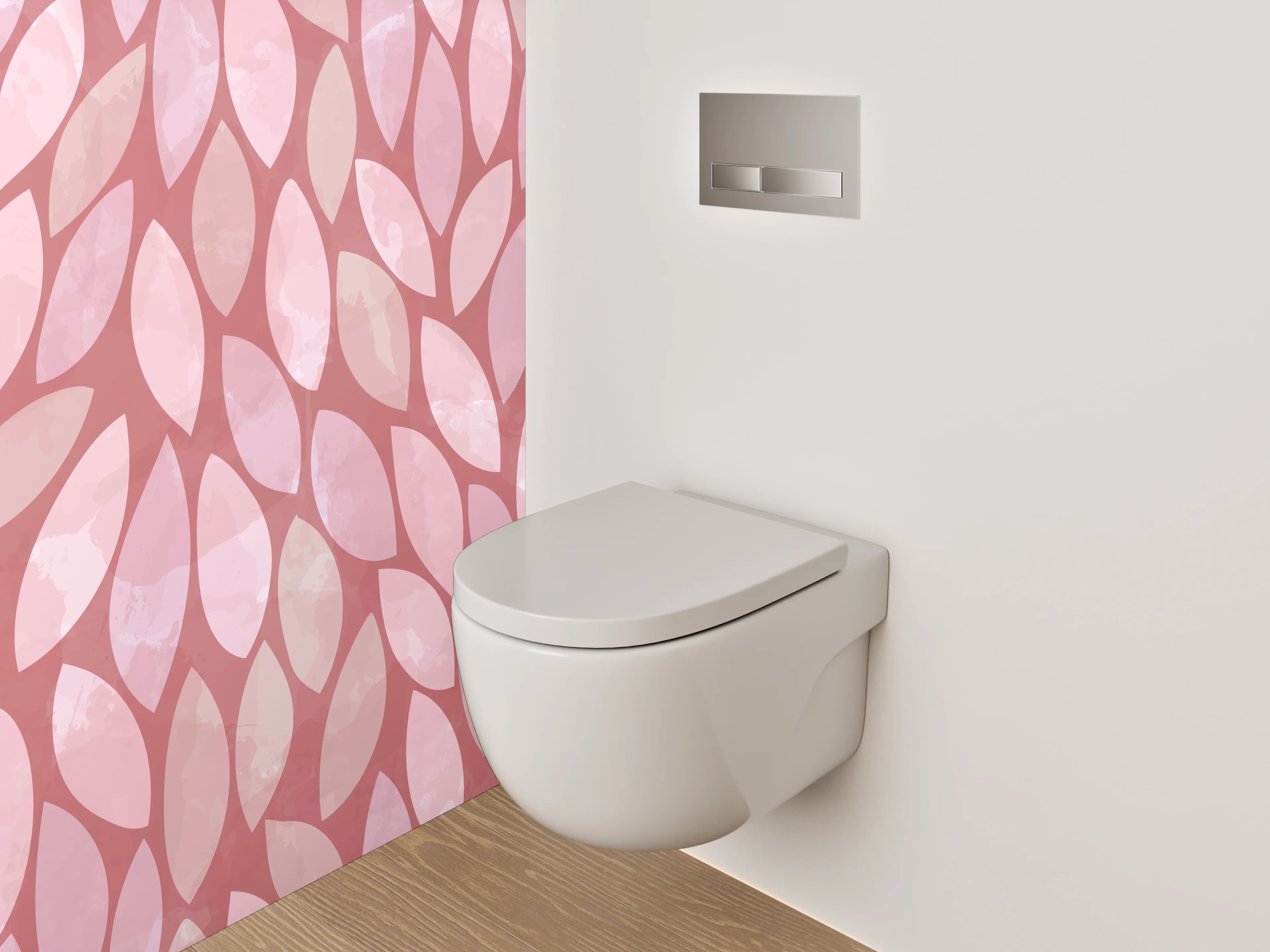 WC-Rückwand - Modernes Blätter-Muster Rosa
