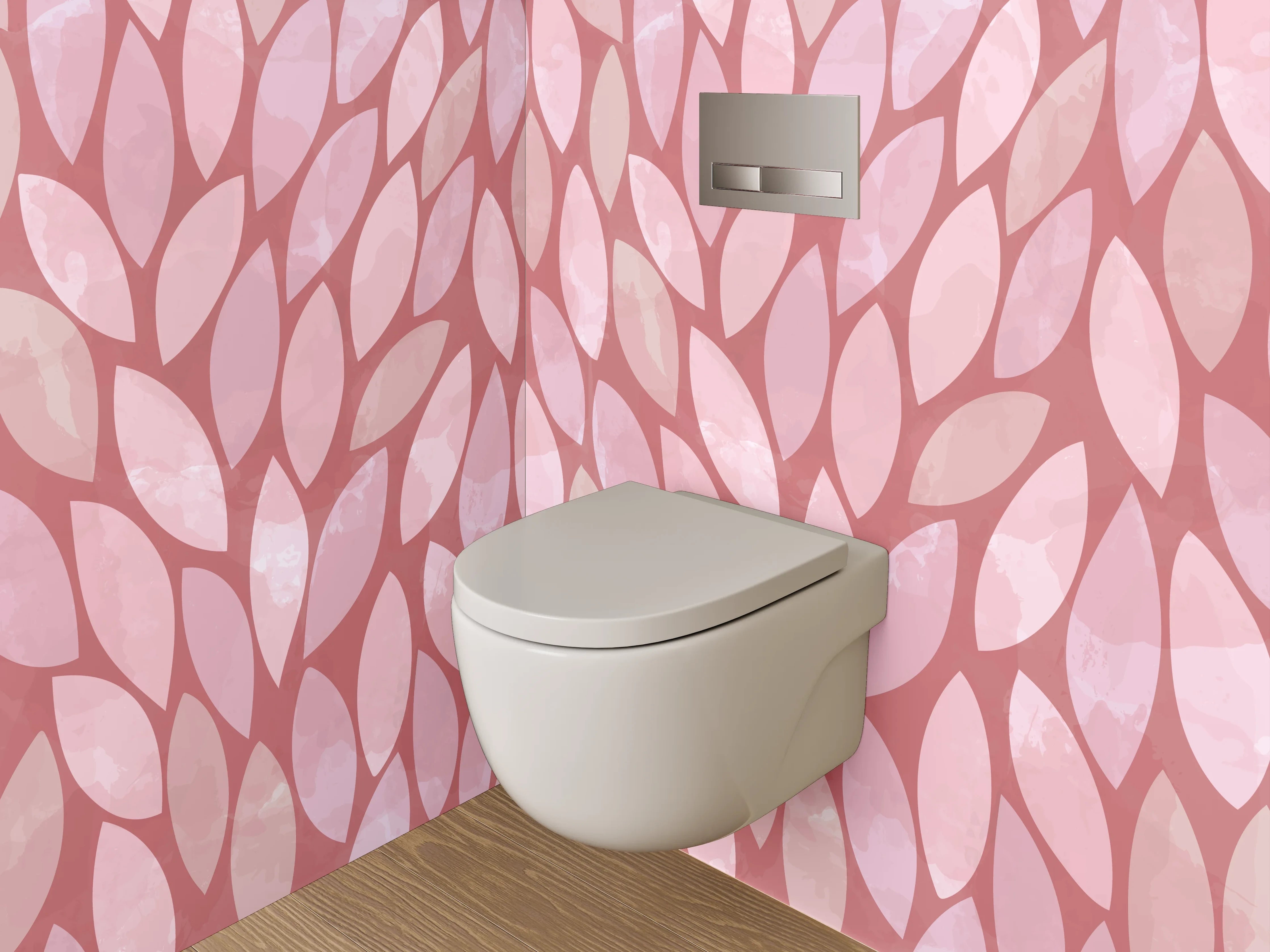 WC-Rückwand - Modernes Blätter-Muster Rosa