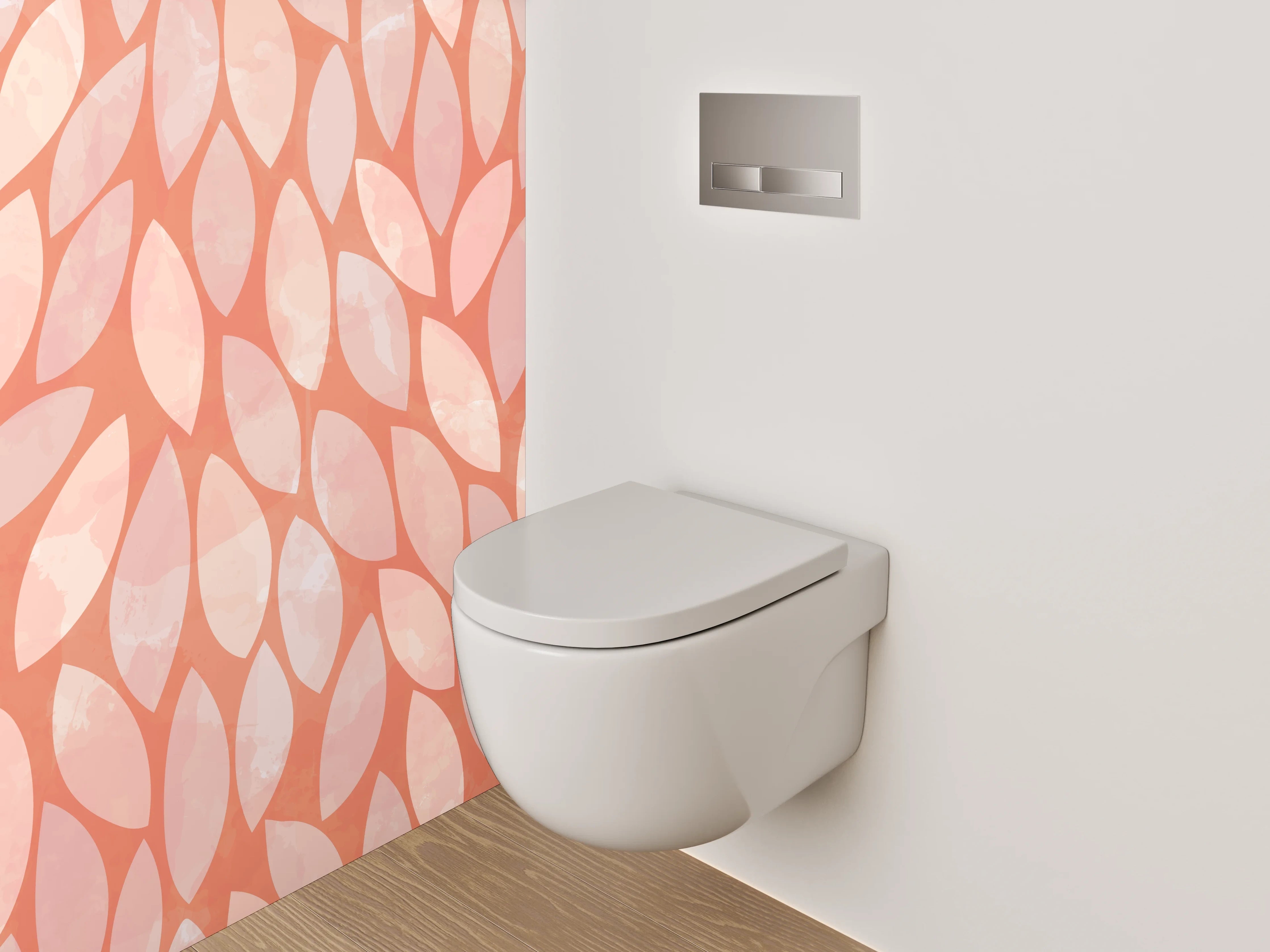 WC-Rückwand - Modernes Blätter-Muster in Orange