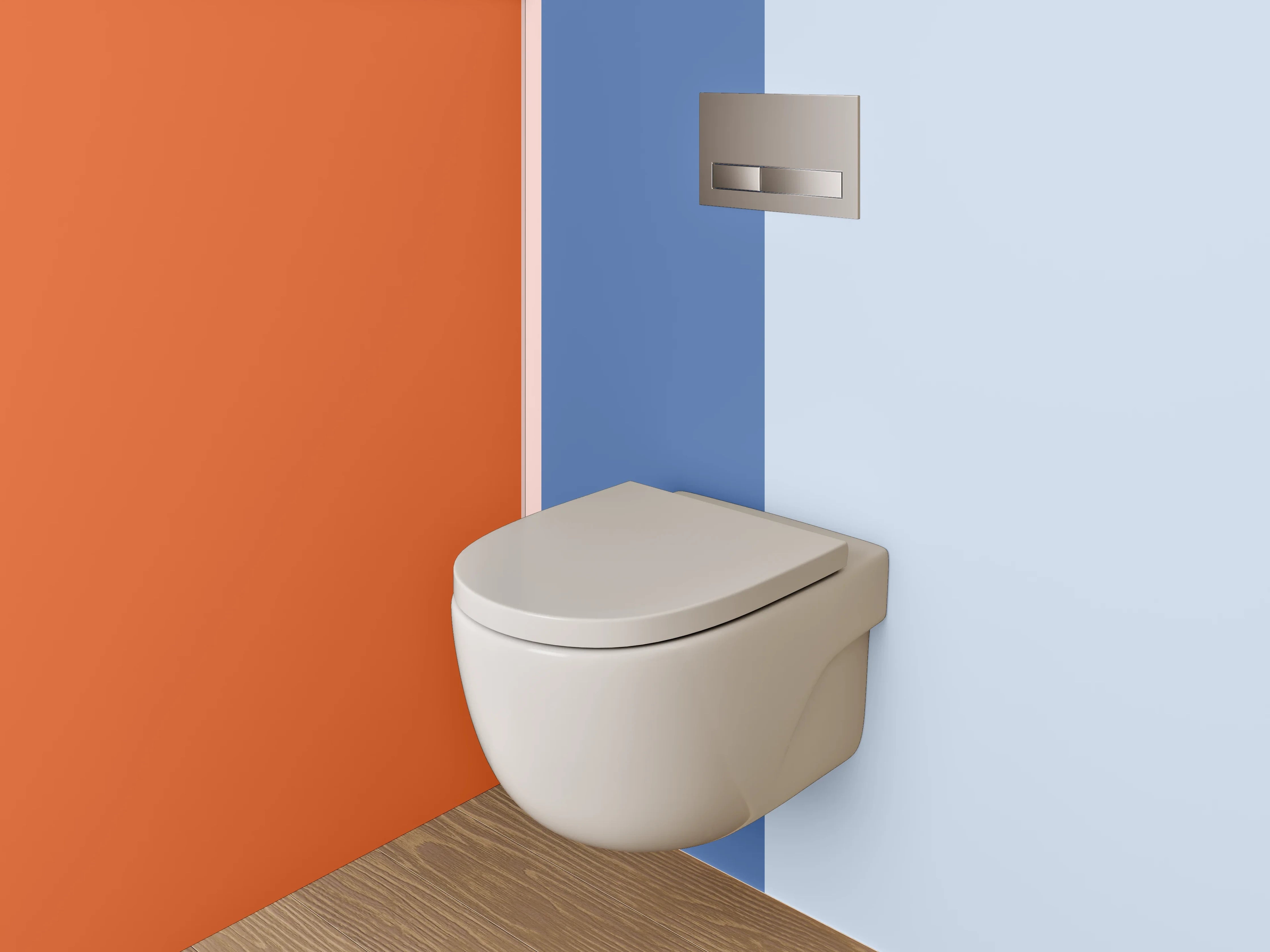 WC-Rückwand - Modernes Blockstreifen-Muster Orange Blau Grau