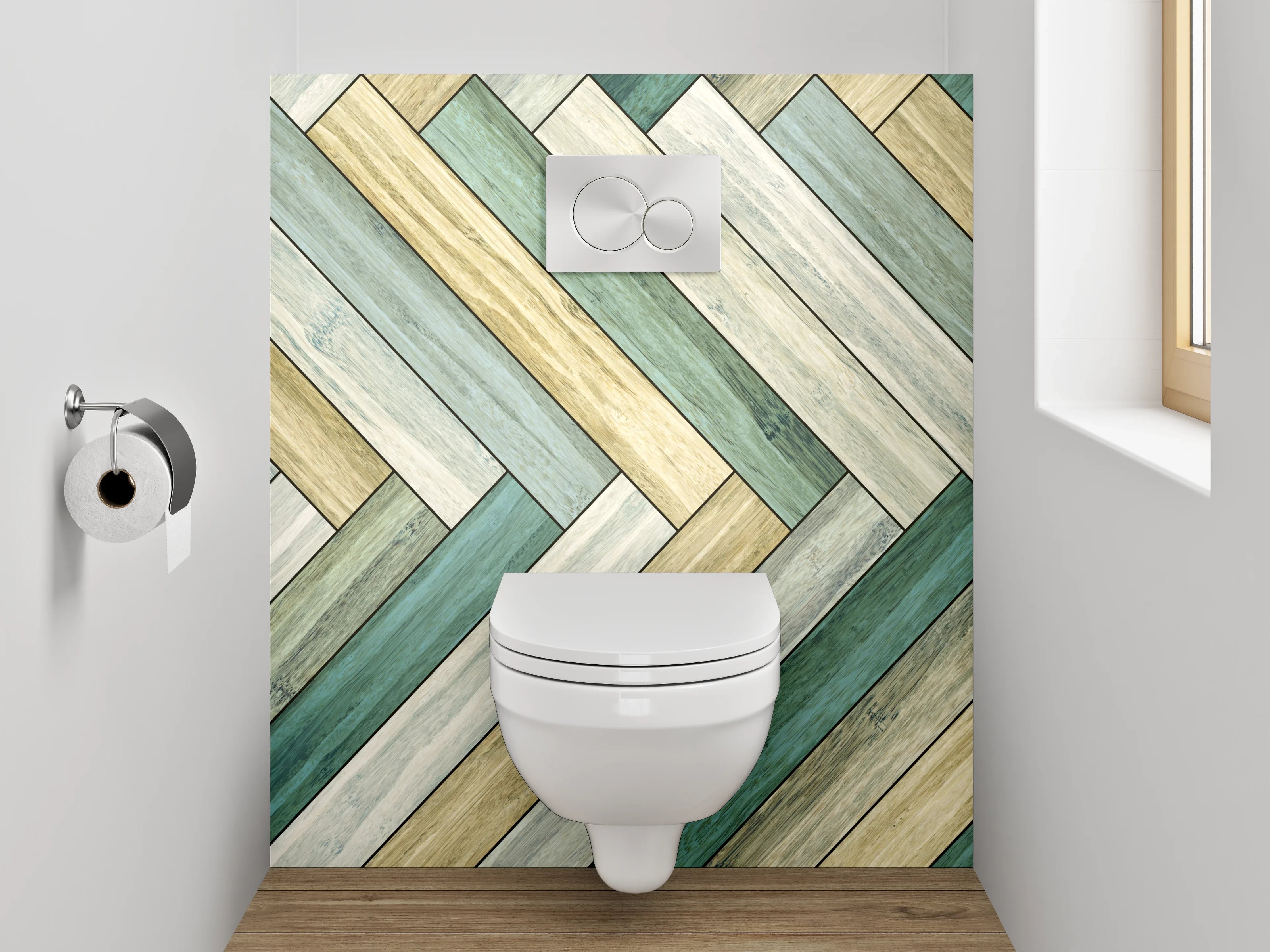WC-Rückwand - Modernes Chevron Holz-Muster Wandbild