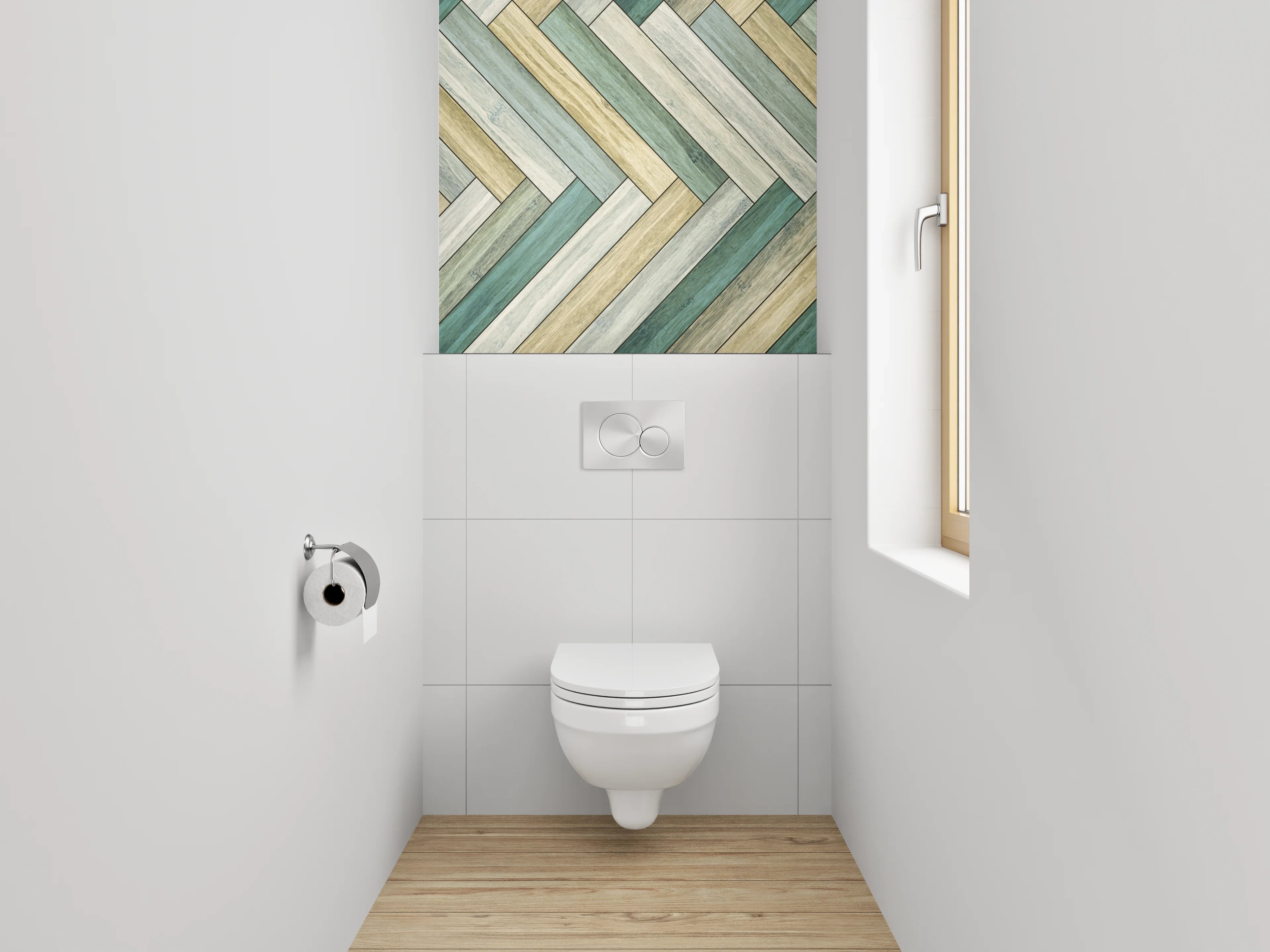 WC-Rückwand - Modernes Chevron Holz-Muster Wandbild