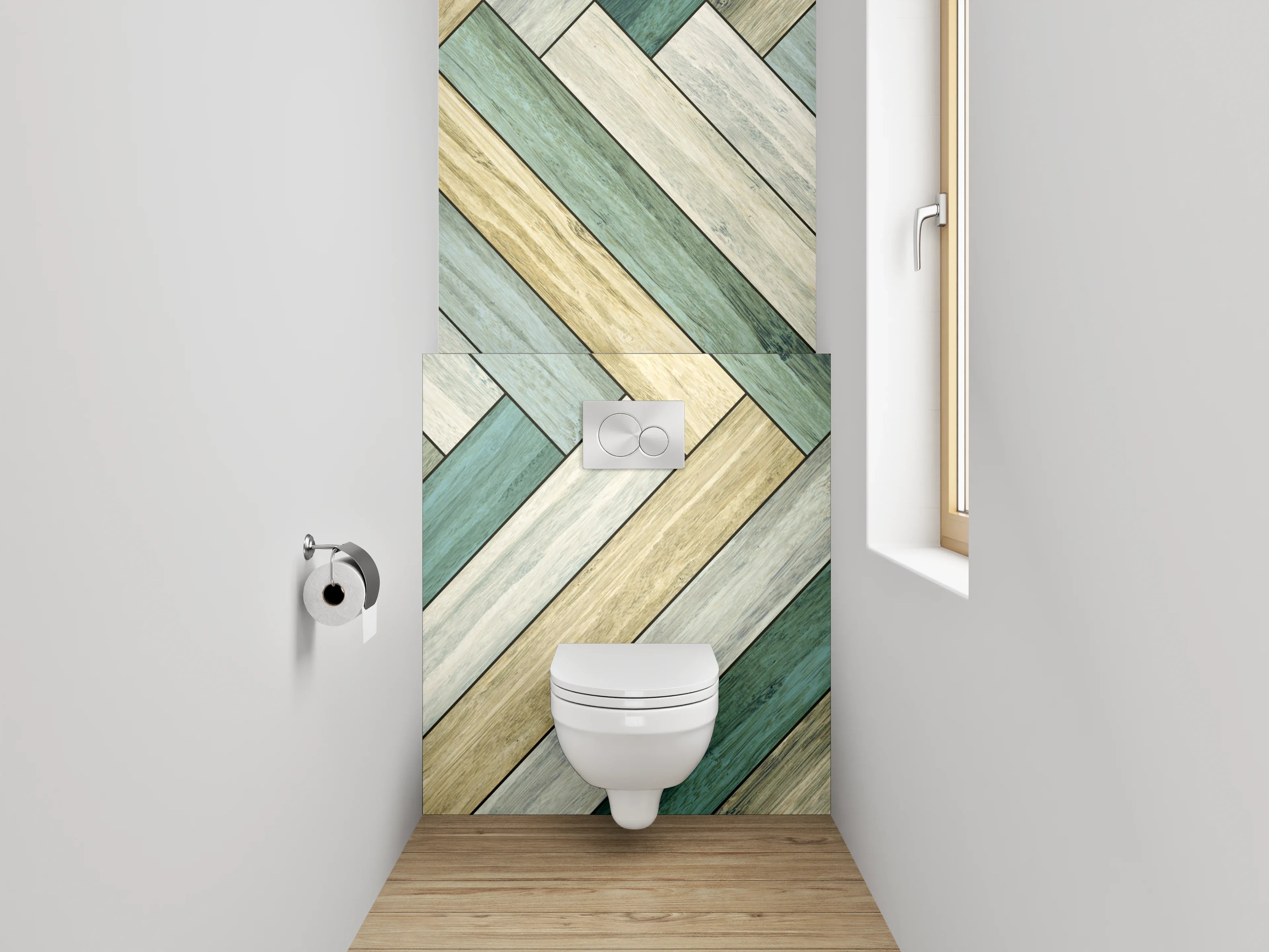WC-Rückwand - Modernes Chevron Holz-Muster Wandbild