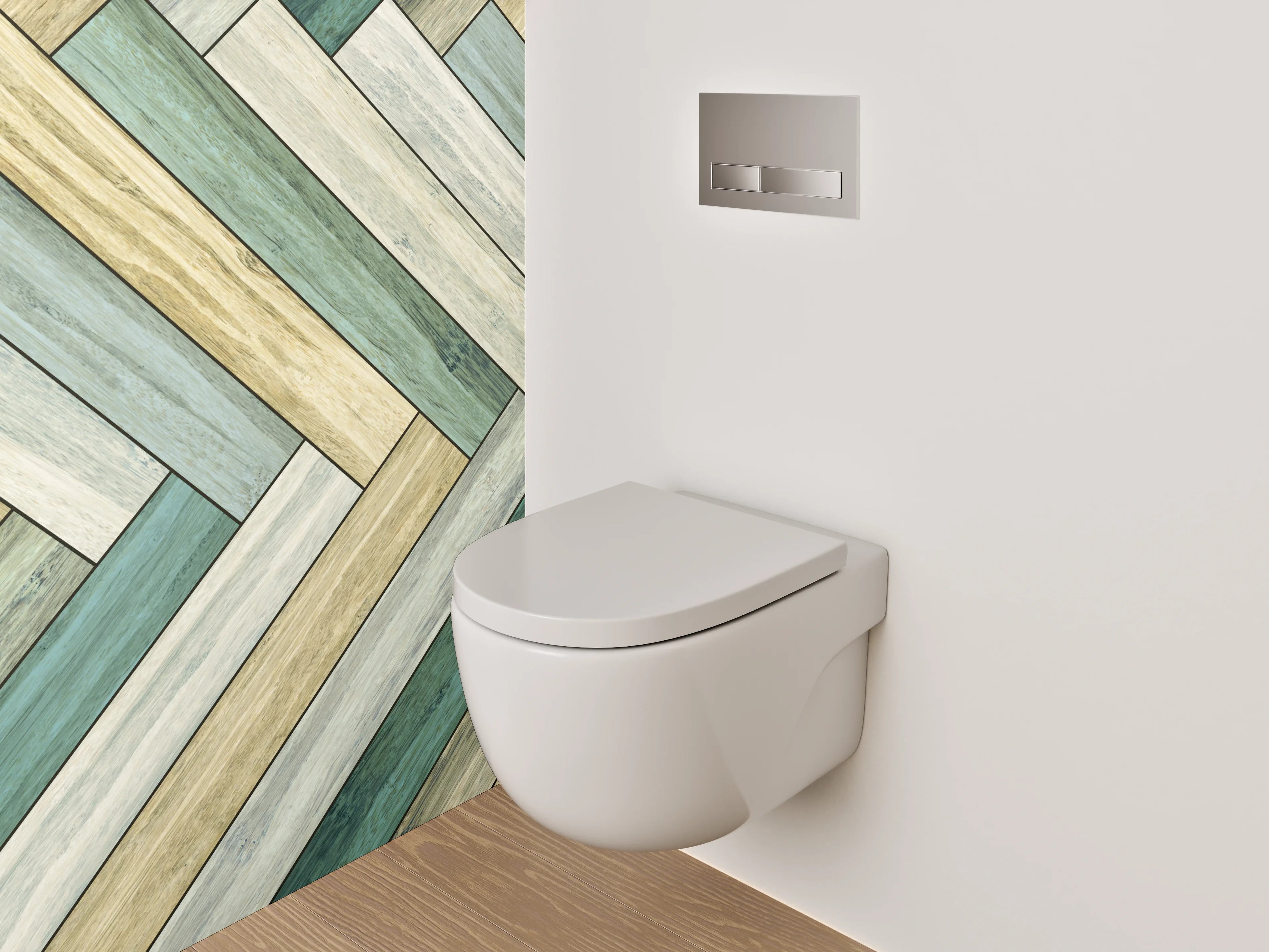WC-Rückwand - Modernes Chevron Holz-Muster Wandbild