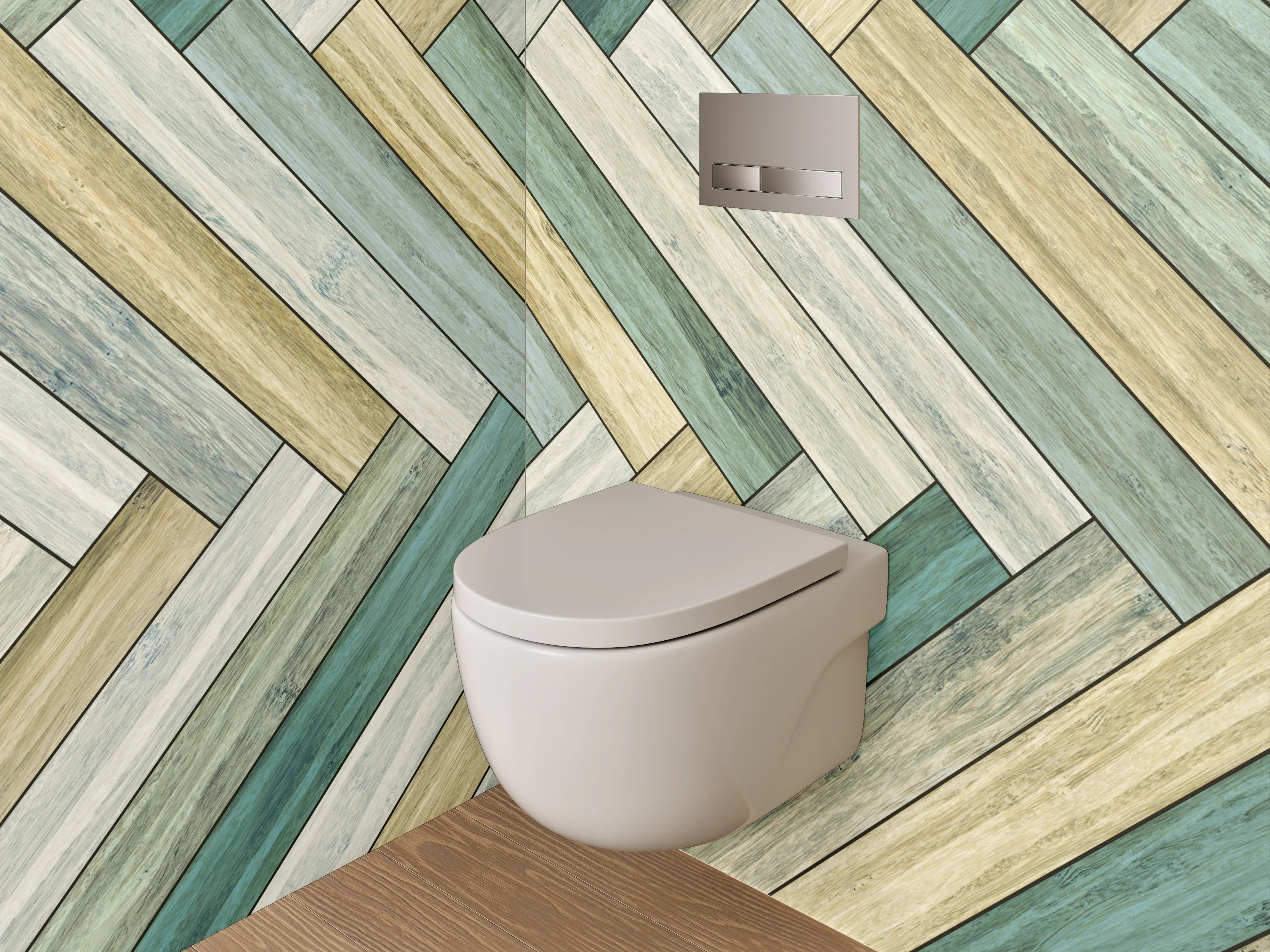 WC-Rückwand - Modernes Chevron Holz-Muster Wandbild