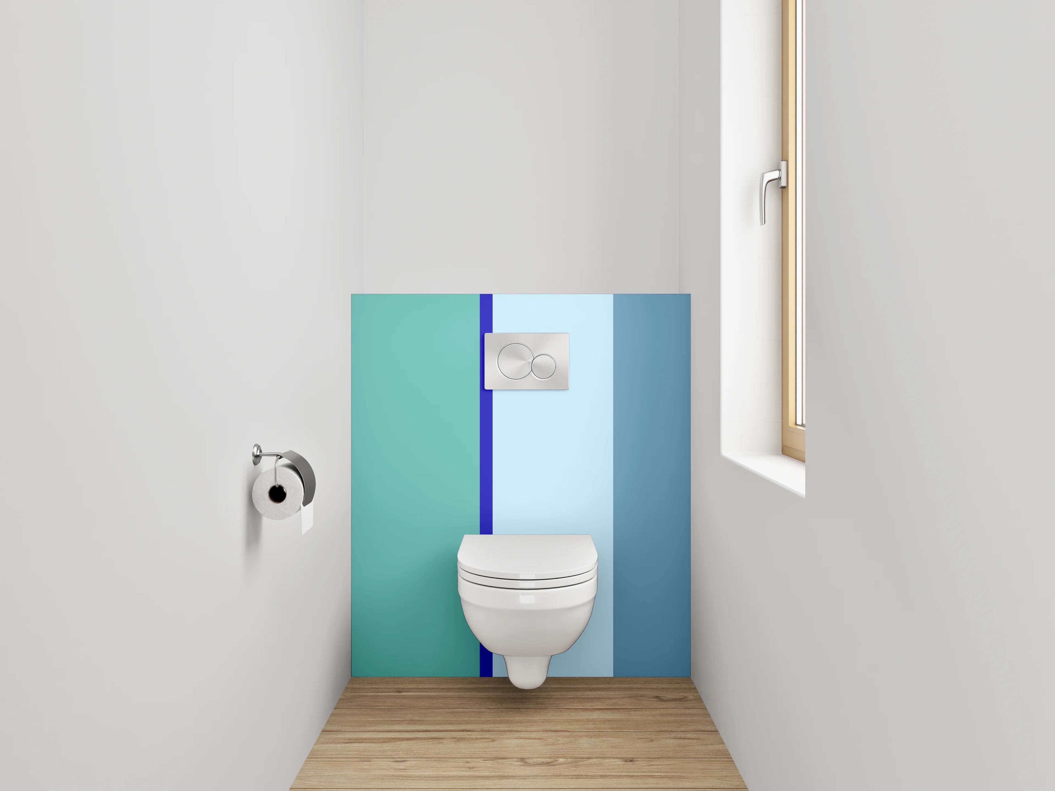 WC-Rückwand - Modernes Farbbalken-Design Türkis Blau