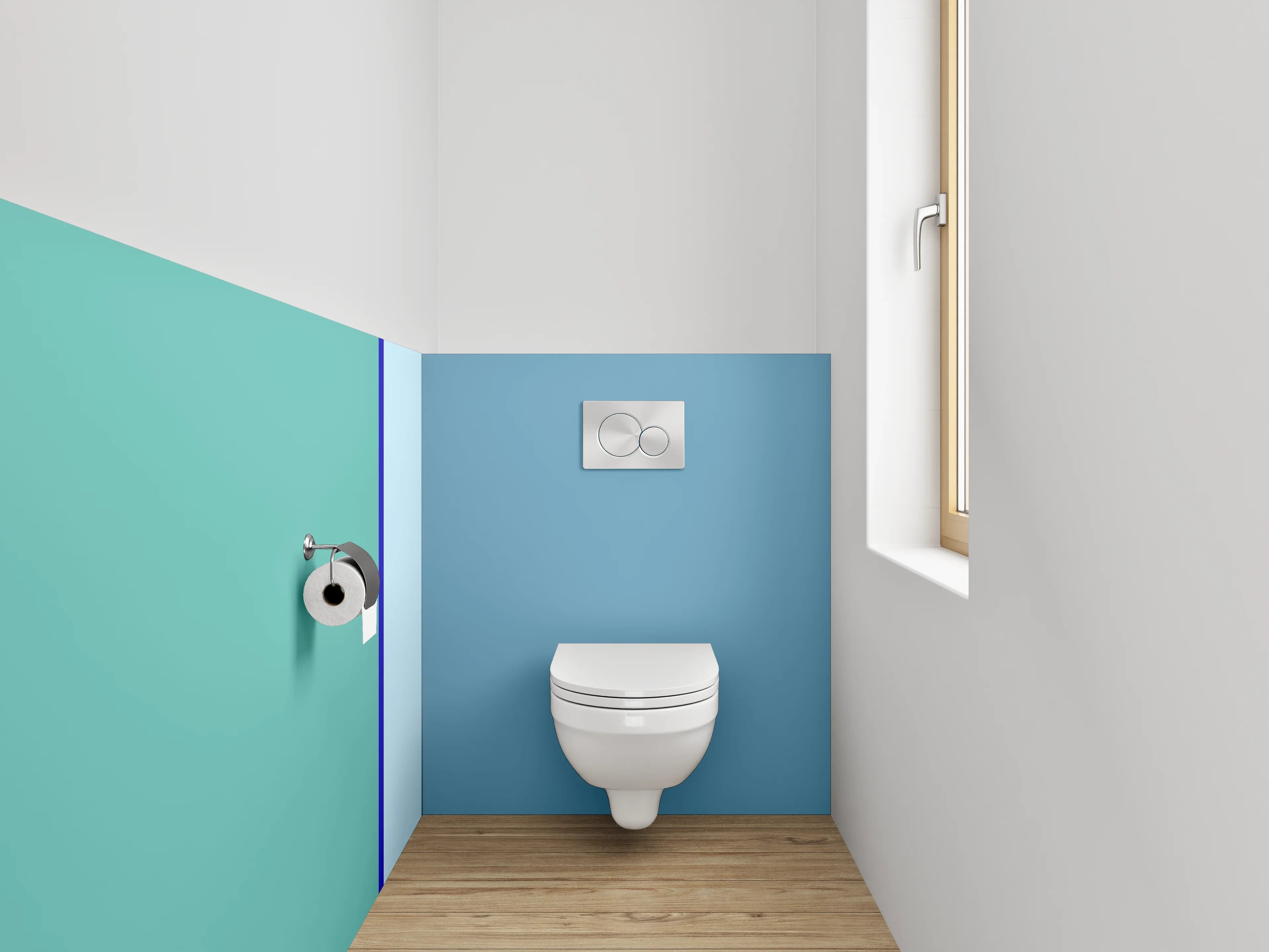 WC-Rückwand - Modernes Farbbalken-Design Türkis Blau