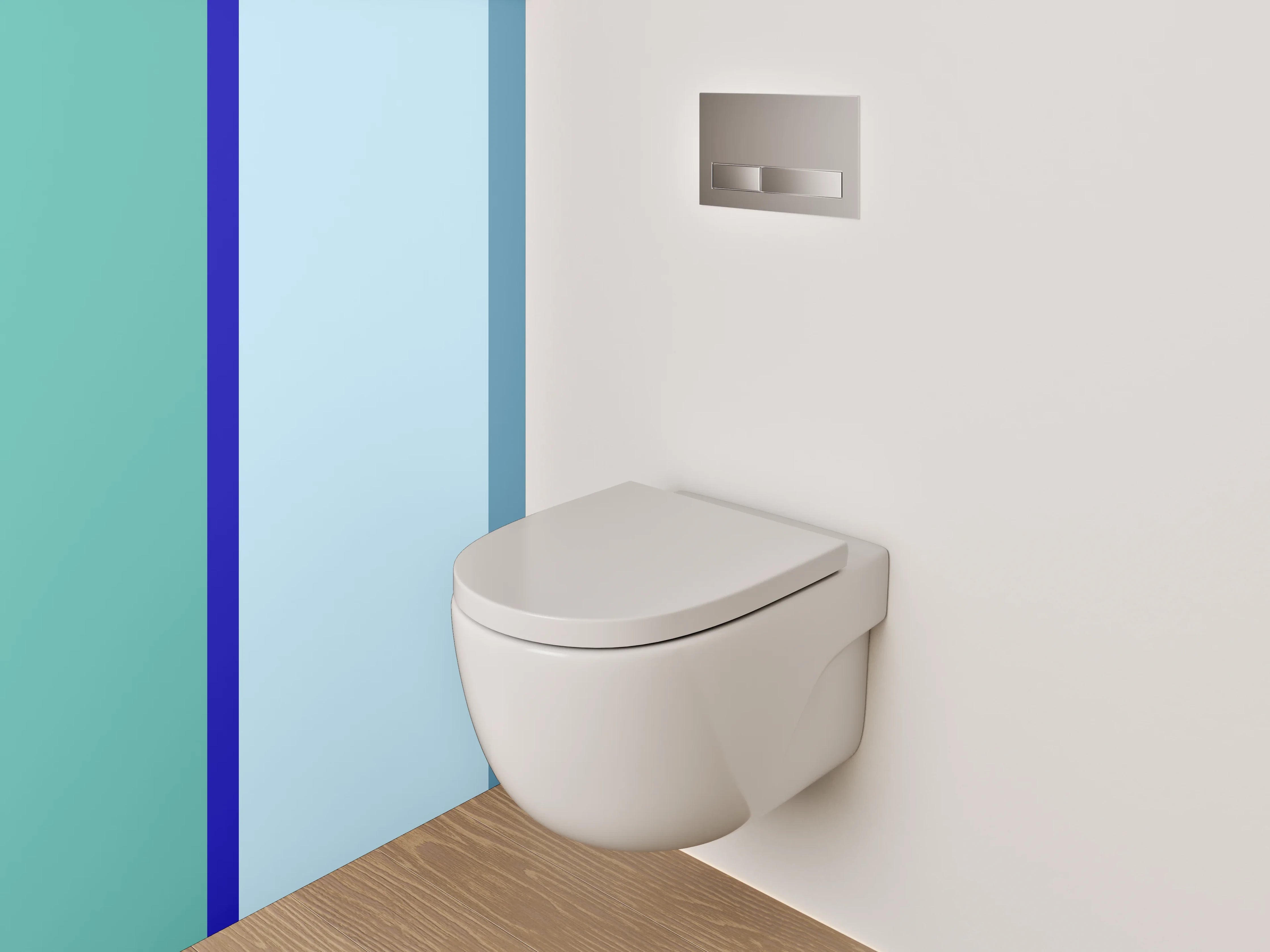WC-Rückwand - Modernes Farbbalken-Design Türkis Blau