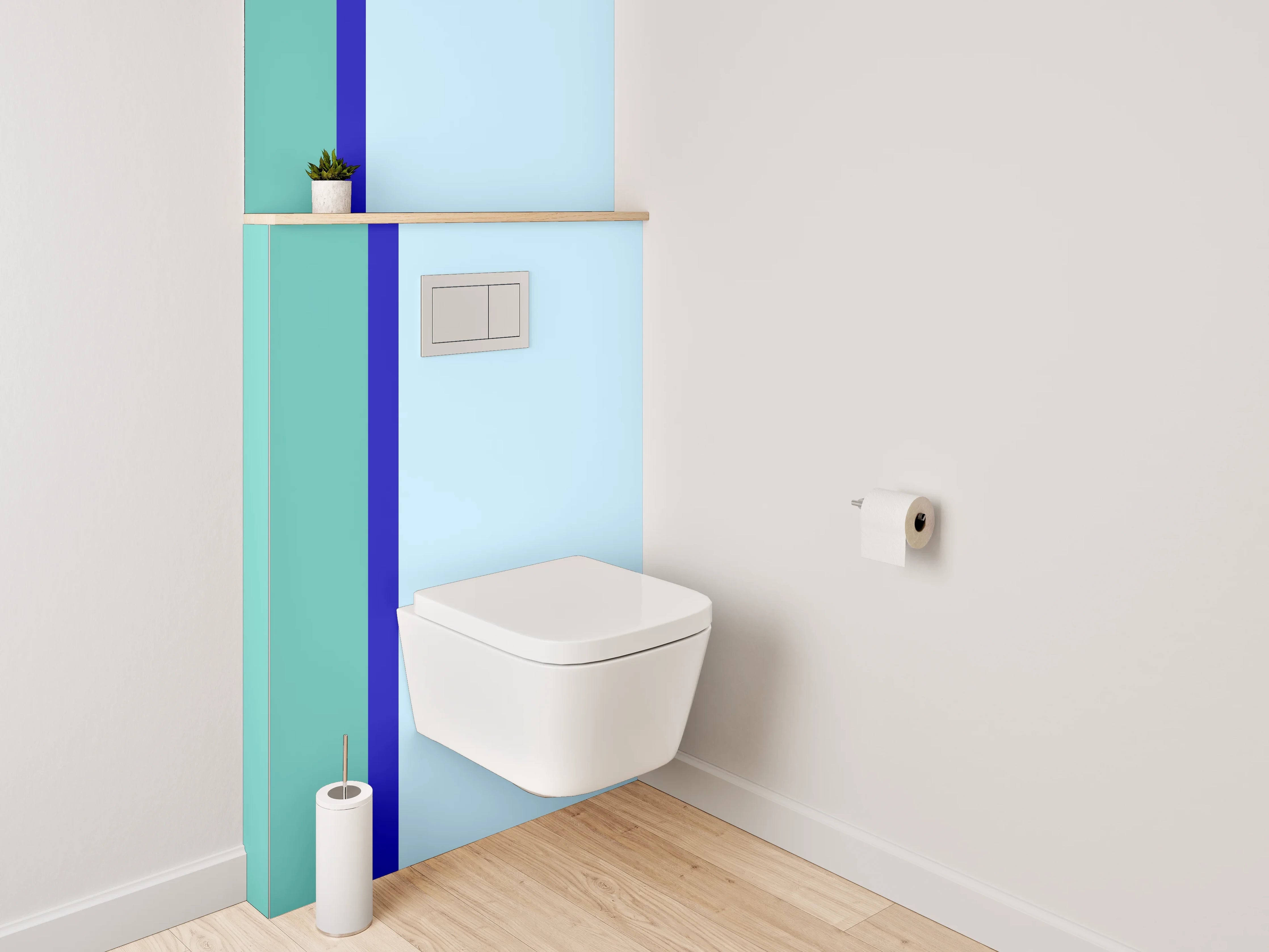 WC-Rückwand - Modernes Farbbalken-Design Türkis Blau