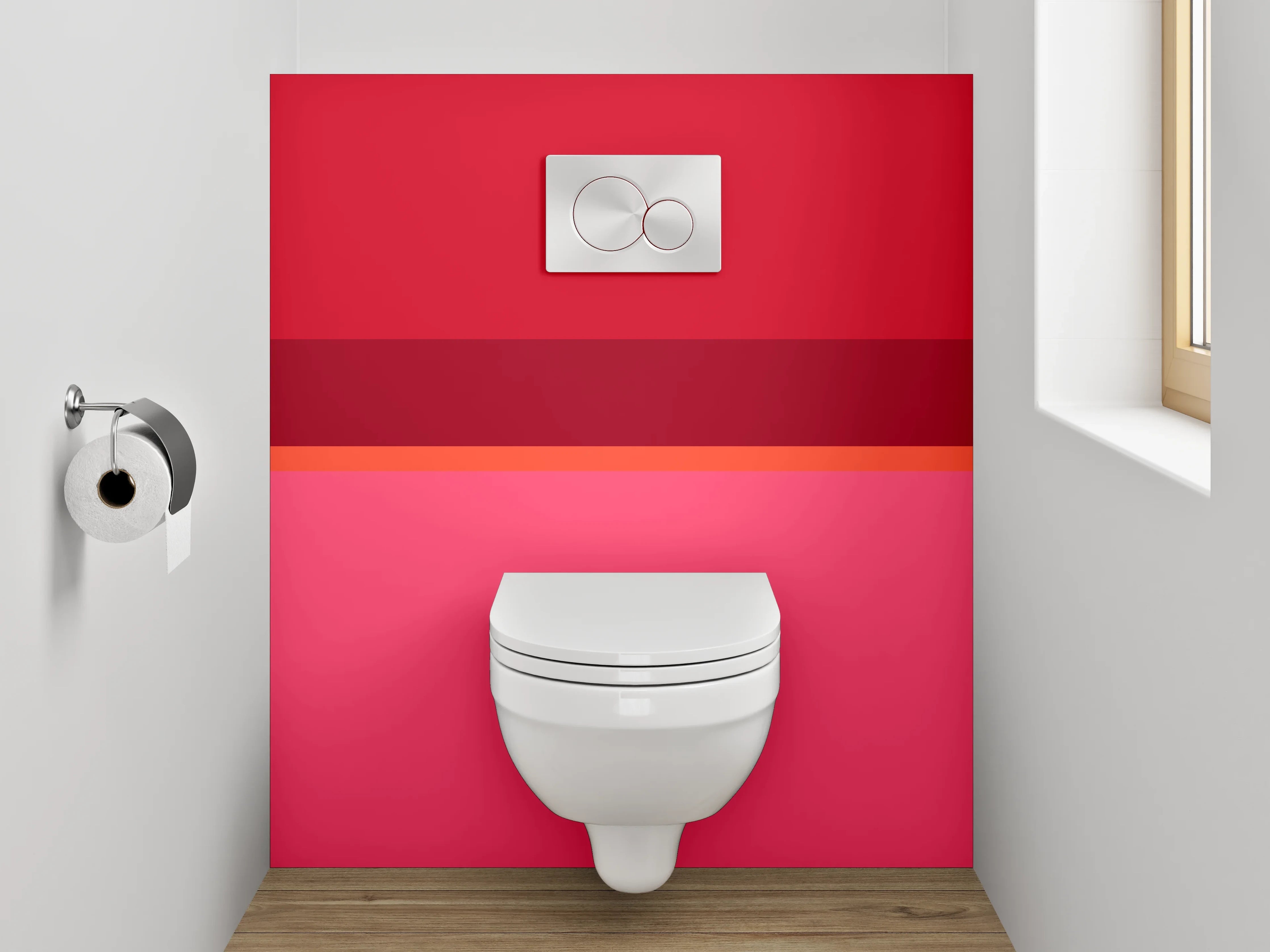 WC-Rückwand - Modernes Farbblock Abstrakt Rot Rosa