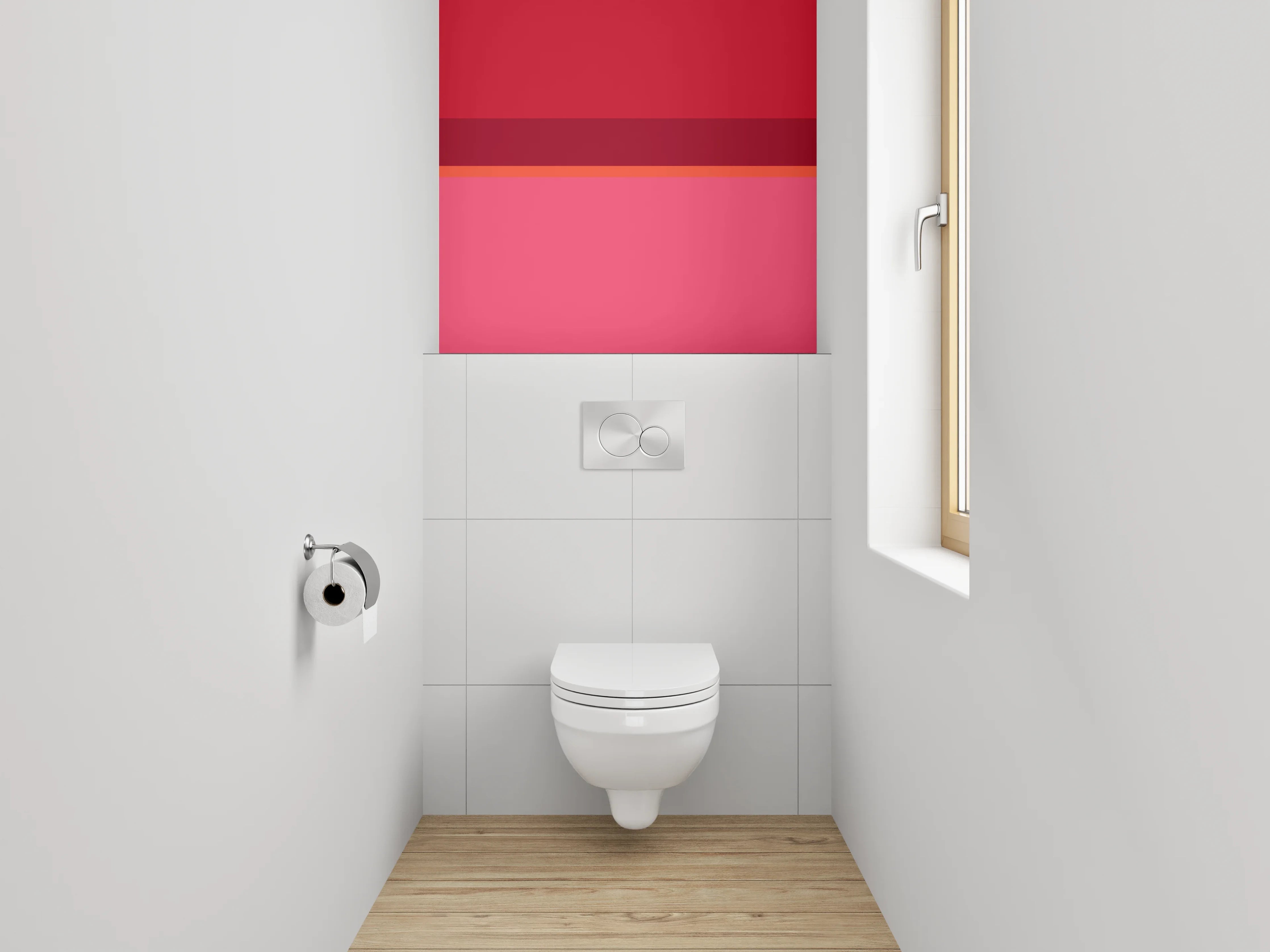 WC-Rückwand - Modernes Farbblock Abstrakt Rot Rosa