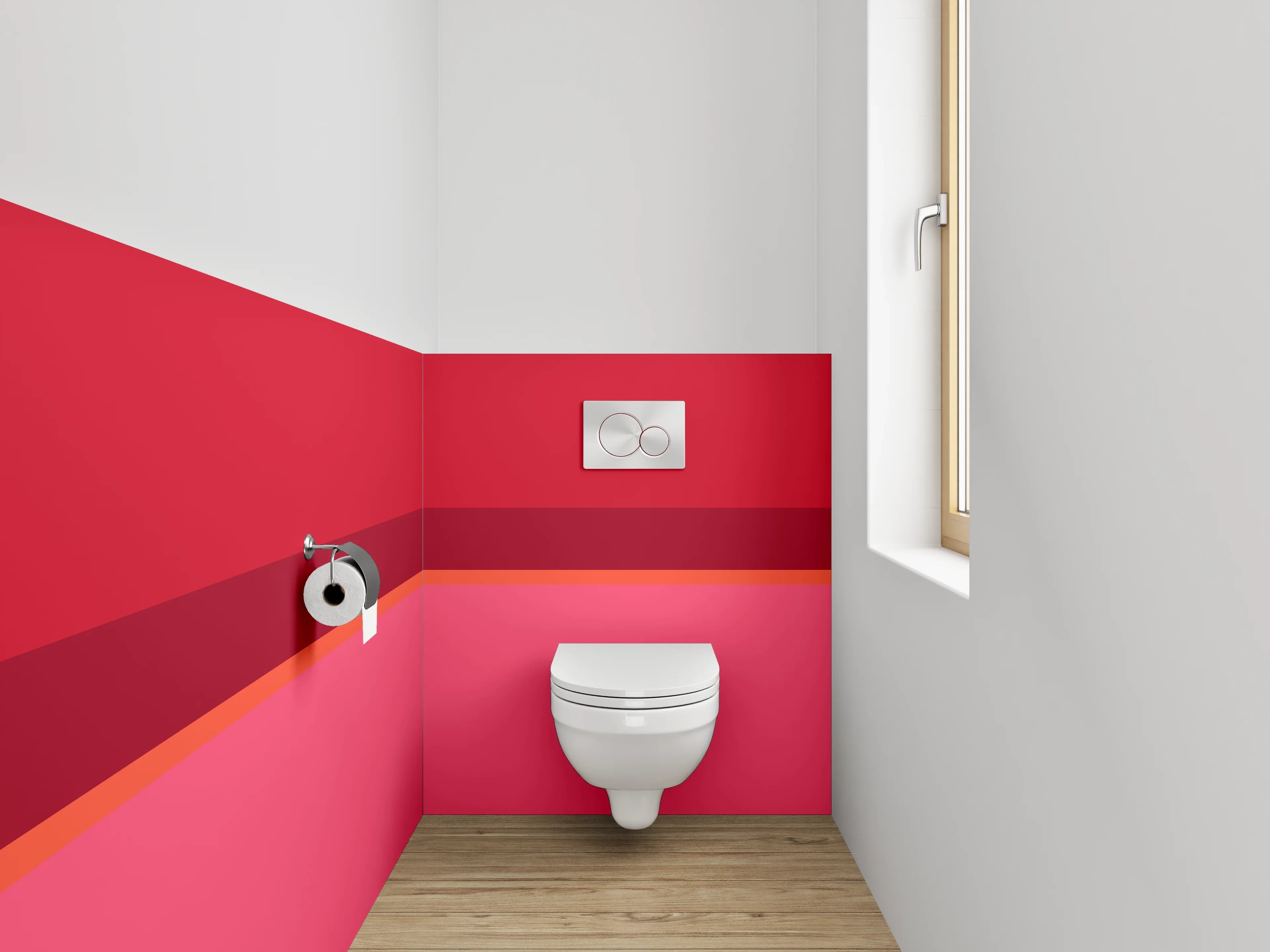 WC-Rückwand - Modernes Farbblock Abstrakt Rot Rosa