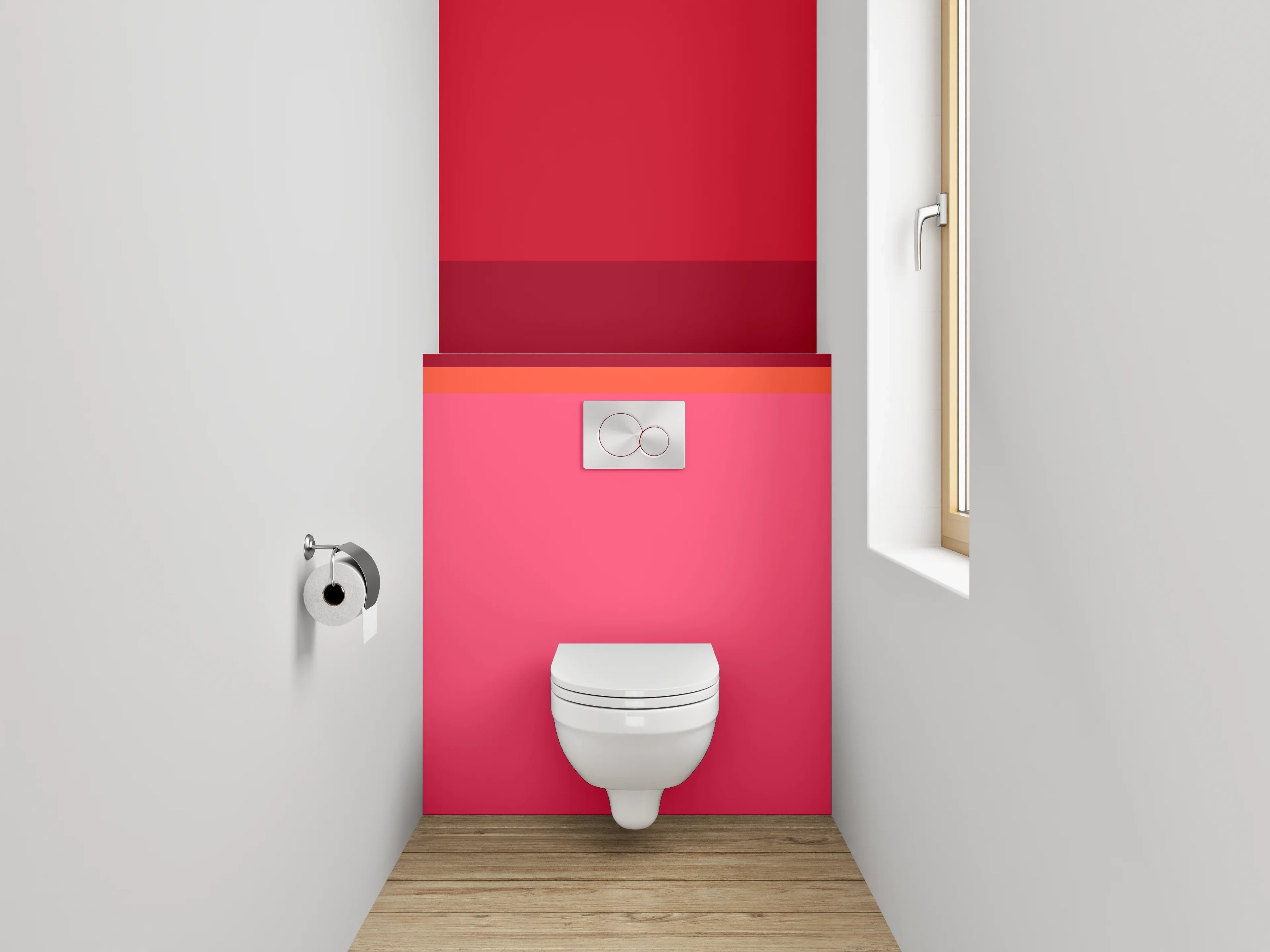 WC-Rückwand - Modernes Farbblock Abstrakt Rot Rosa