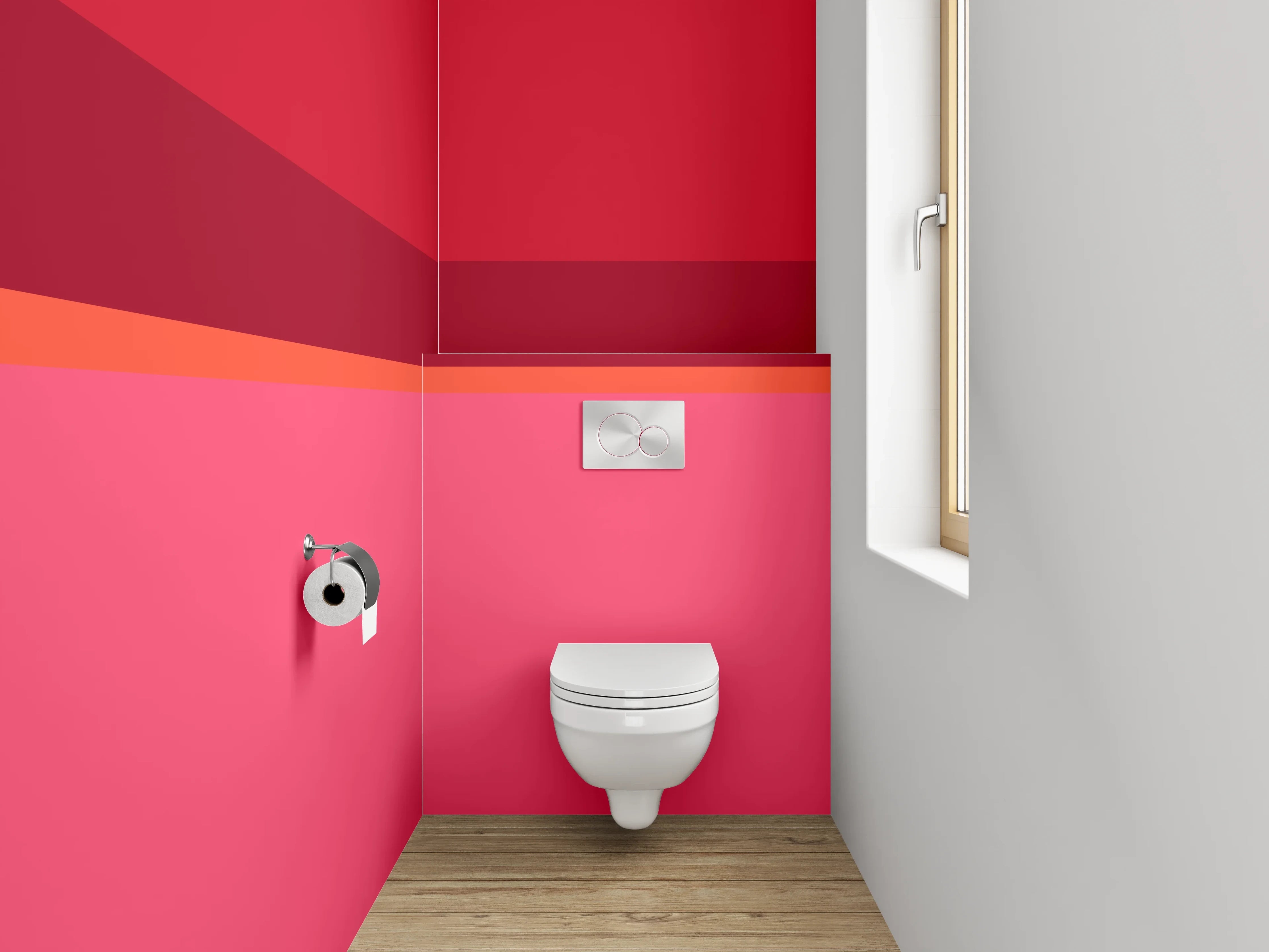 WC-Rückwand - Modernes Farbblock Abstrakt Rot Rosa