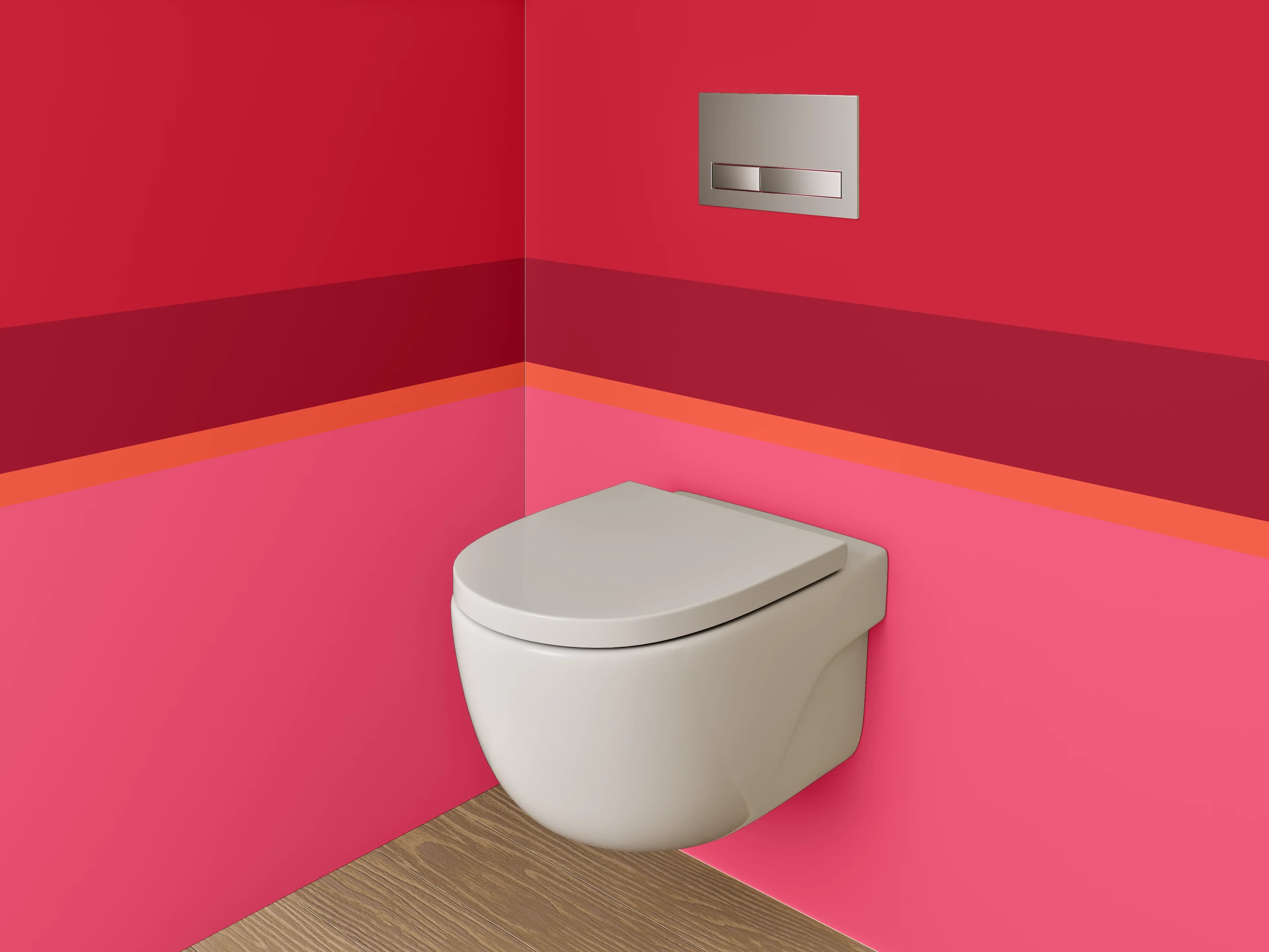 WC-Rückwand - Modernes Farbblock Abstrakt Rot Rosa
