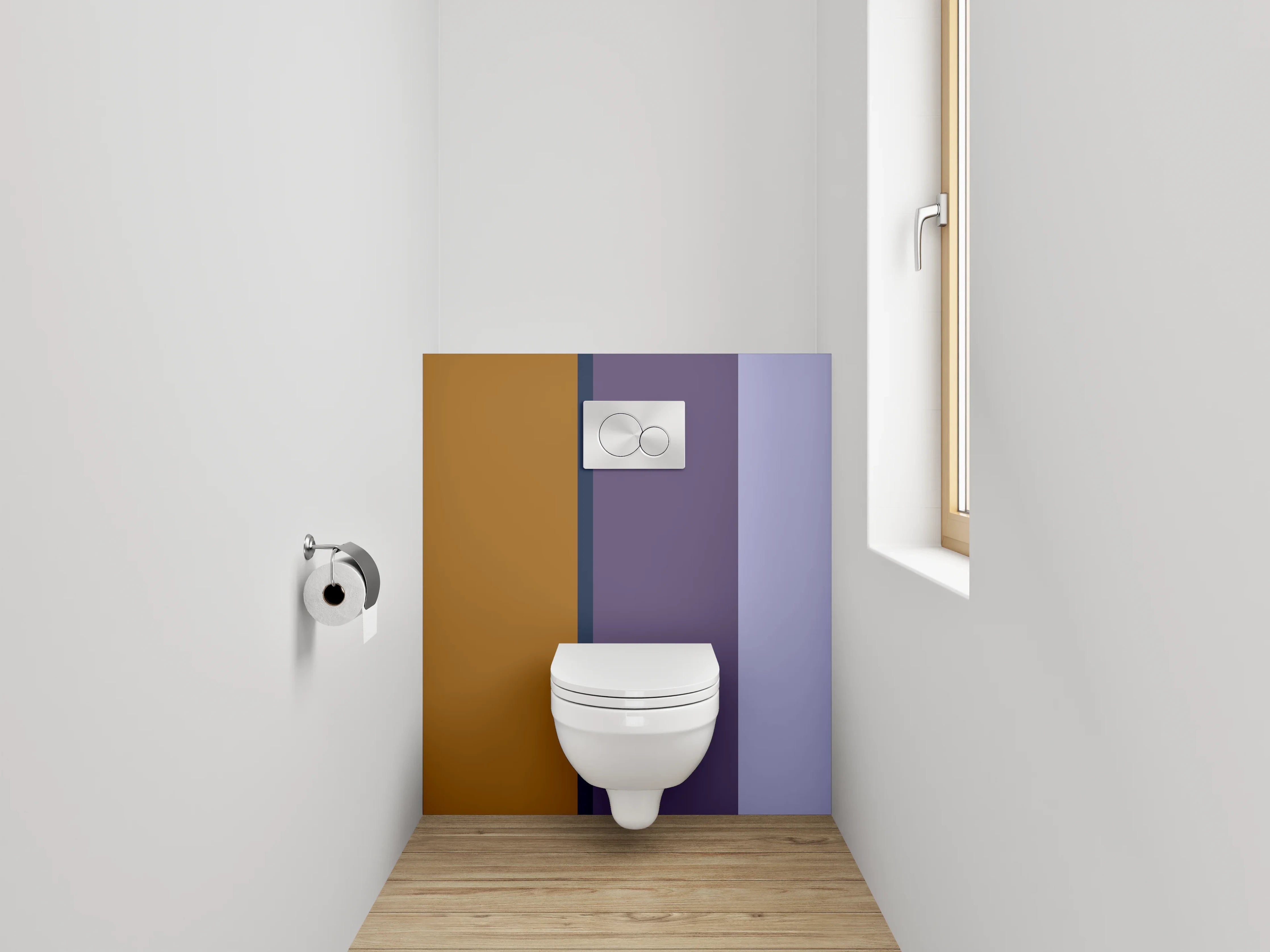 WC-Rückwand - Modernes Farbblock-Design Braun Lila