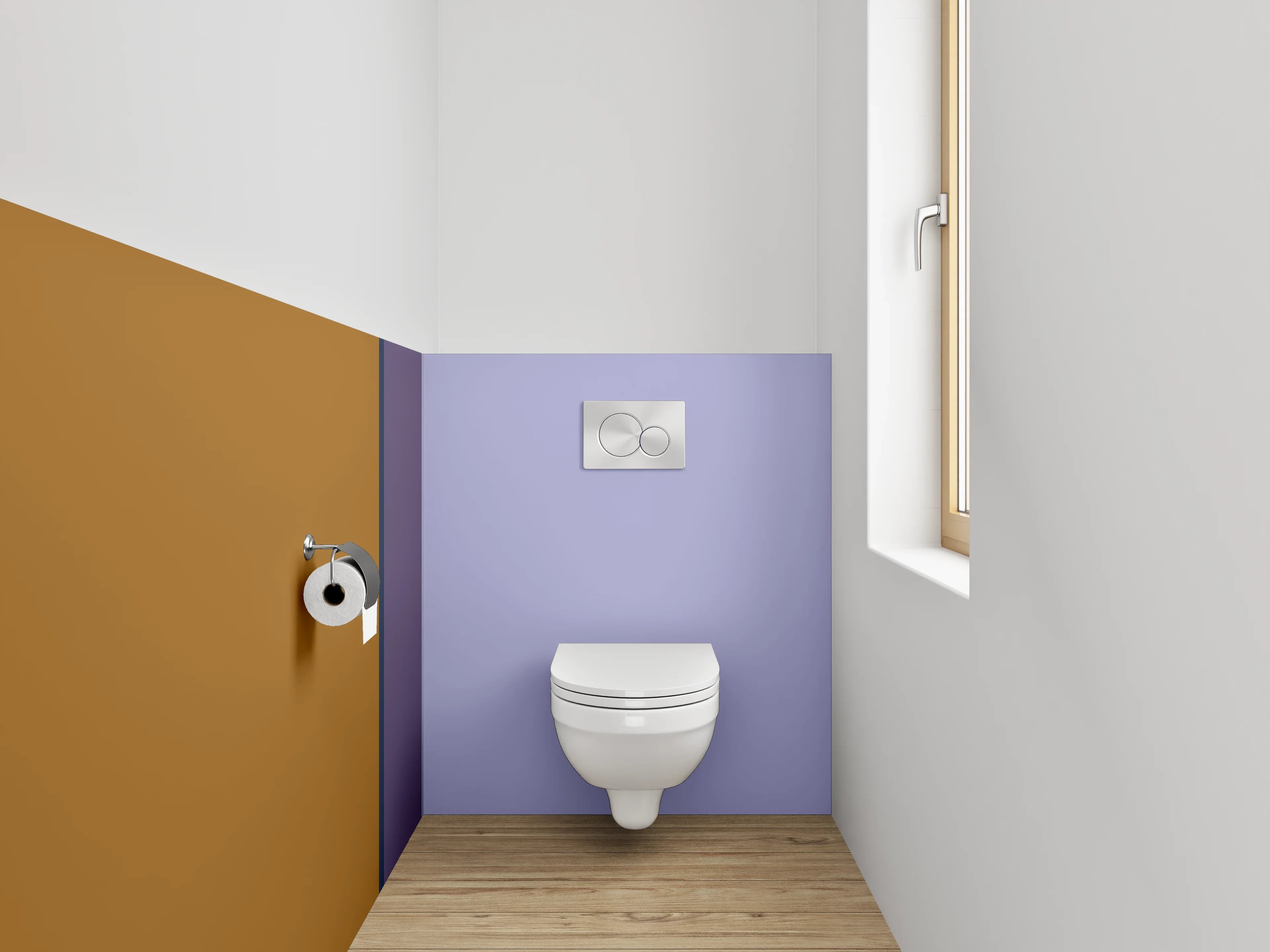 WC-Rückwand - Modernes Farbblock-Design Braun Lila