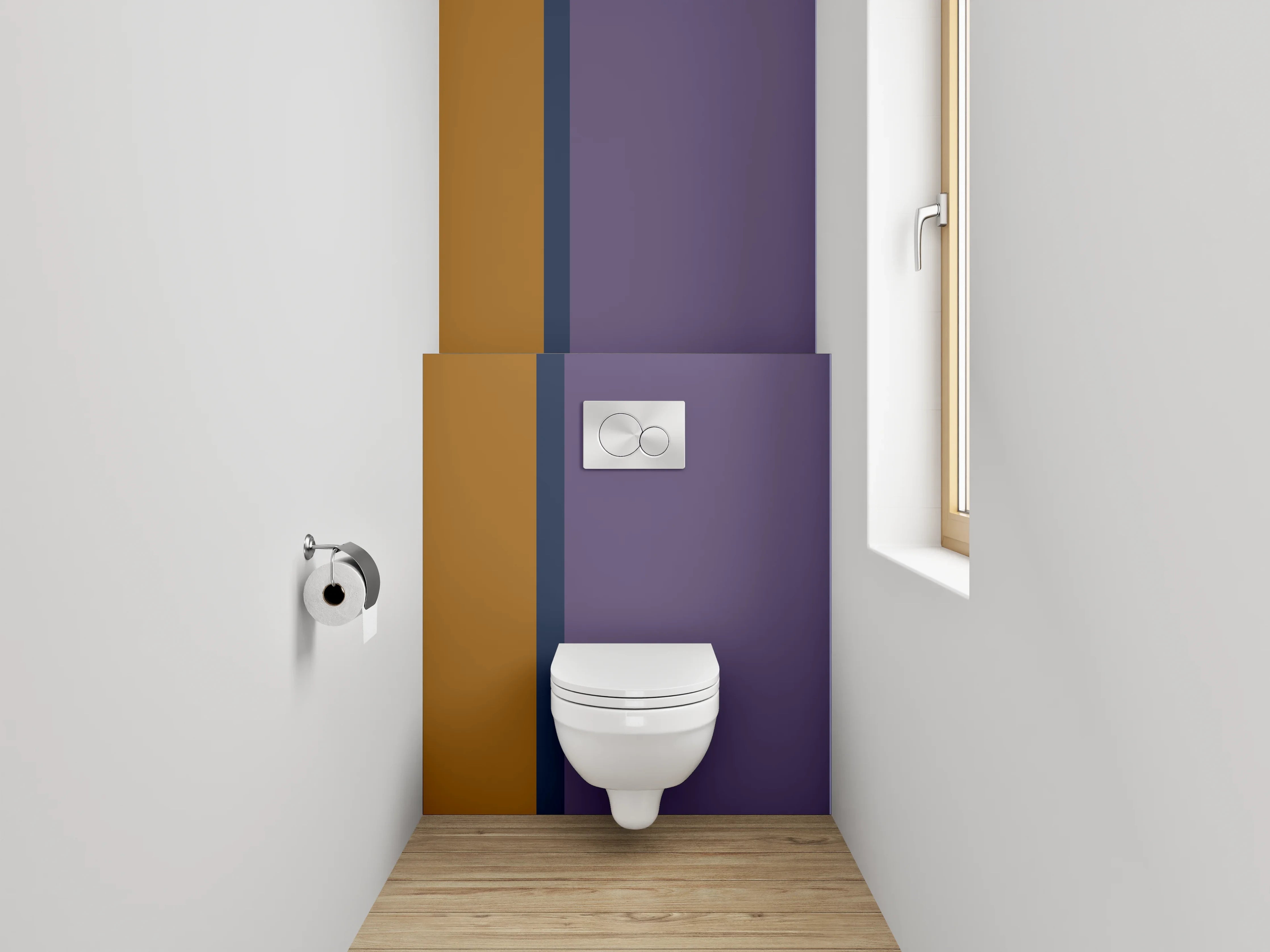 WC-Rückwand - Modernes Farbblock-Design Braun Lila