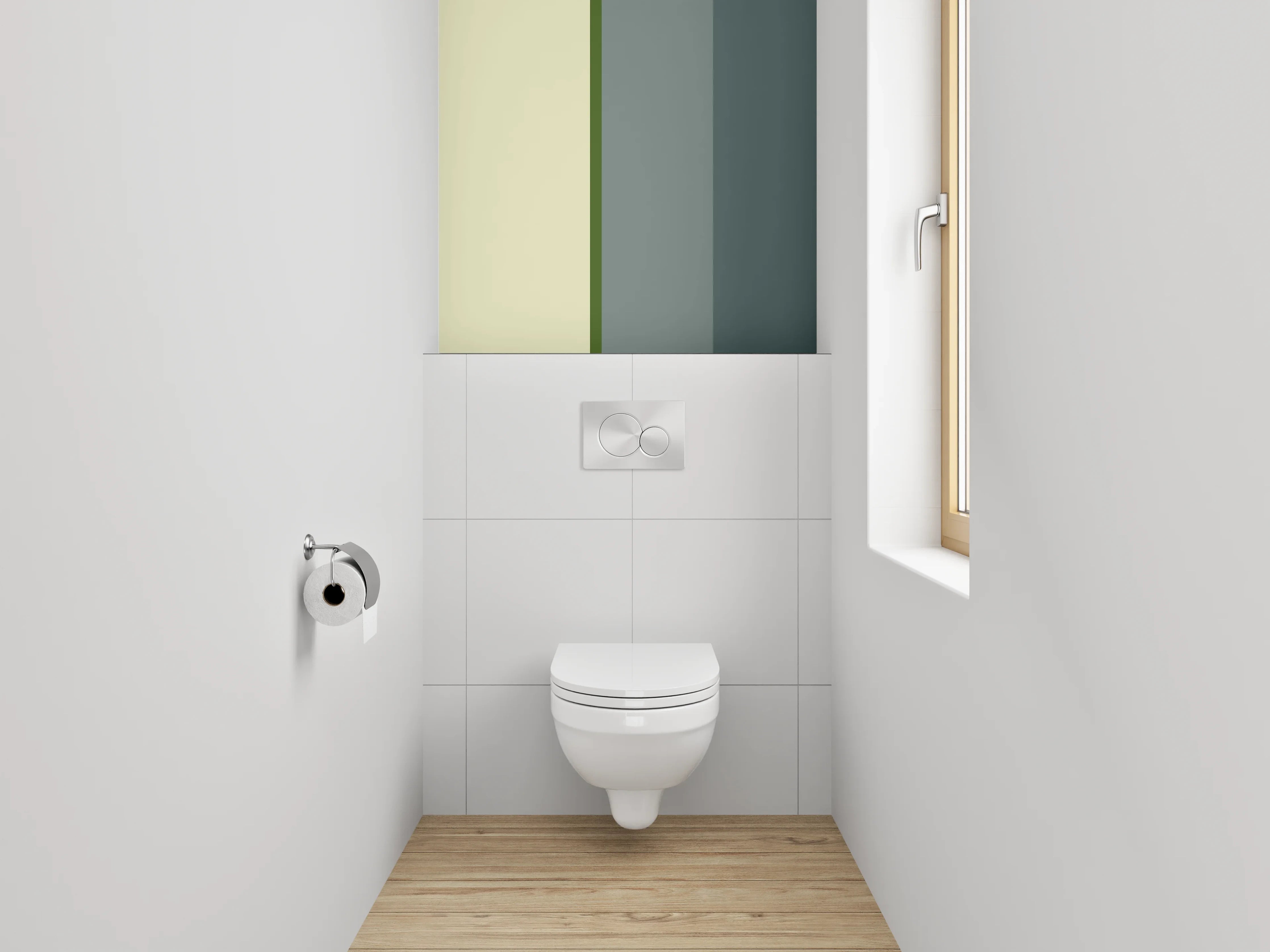 WC-Rückwand - Modernes Farbblock-Design Grau Beige