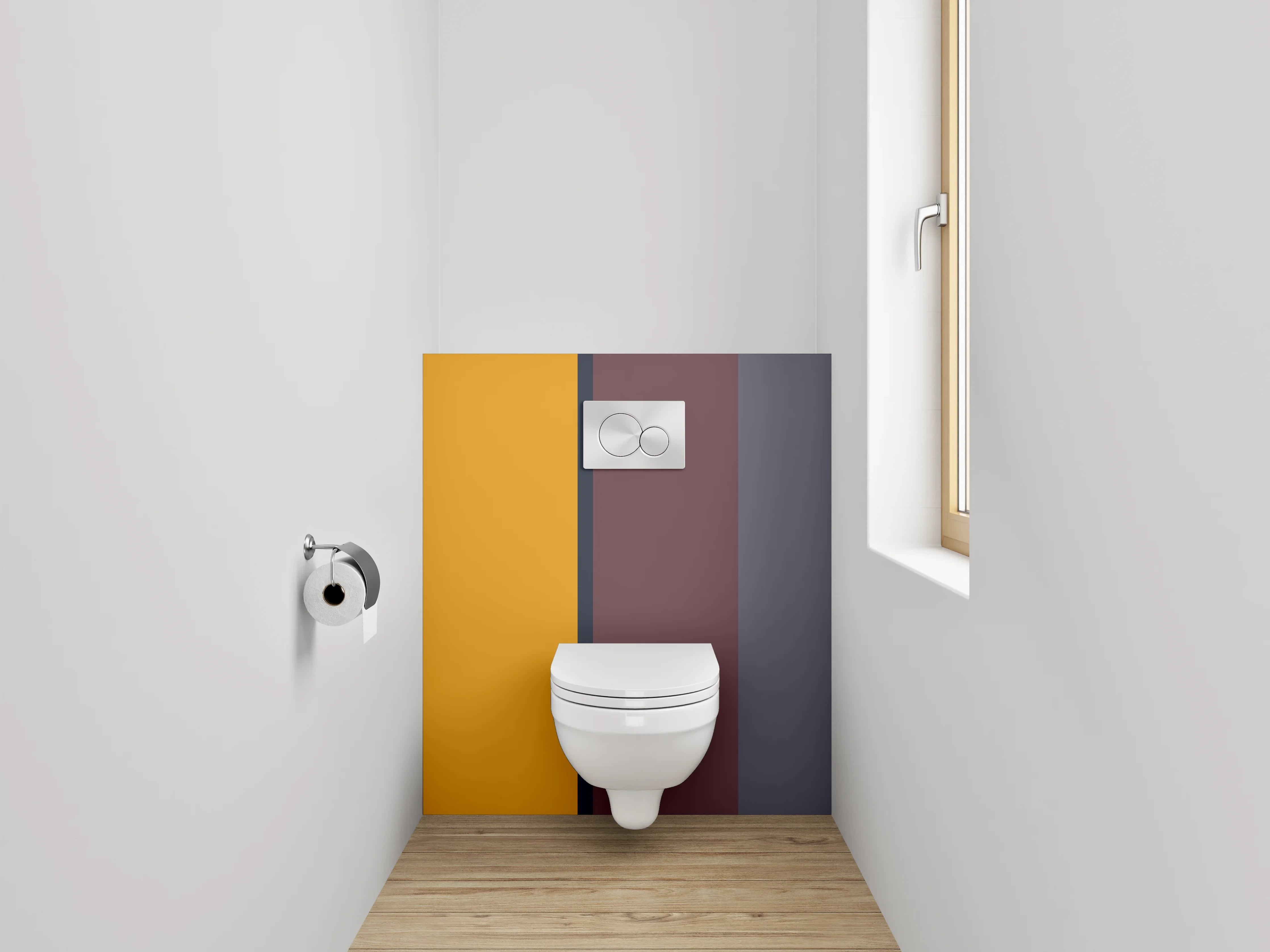 WC-Rückwand - Modernes Farbblock-Design Orange Lila