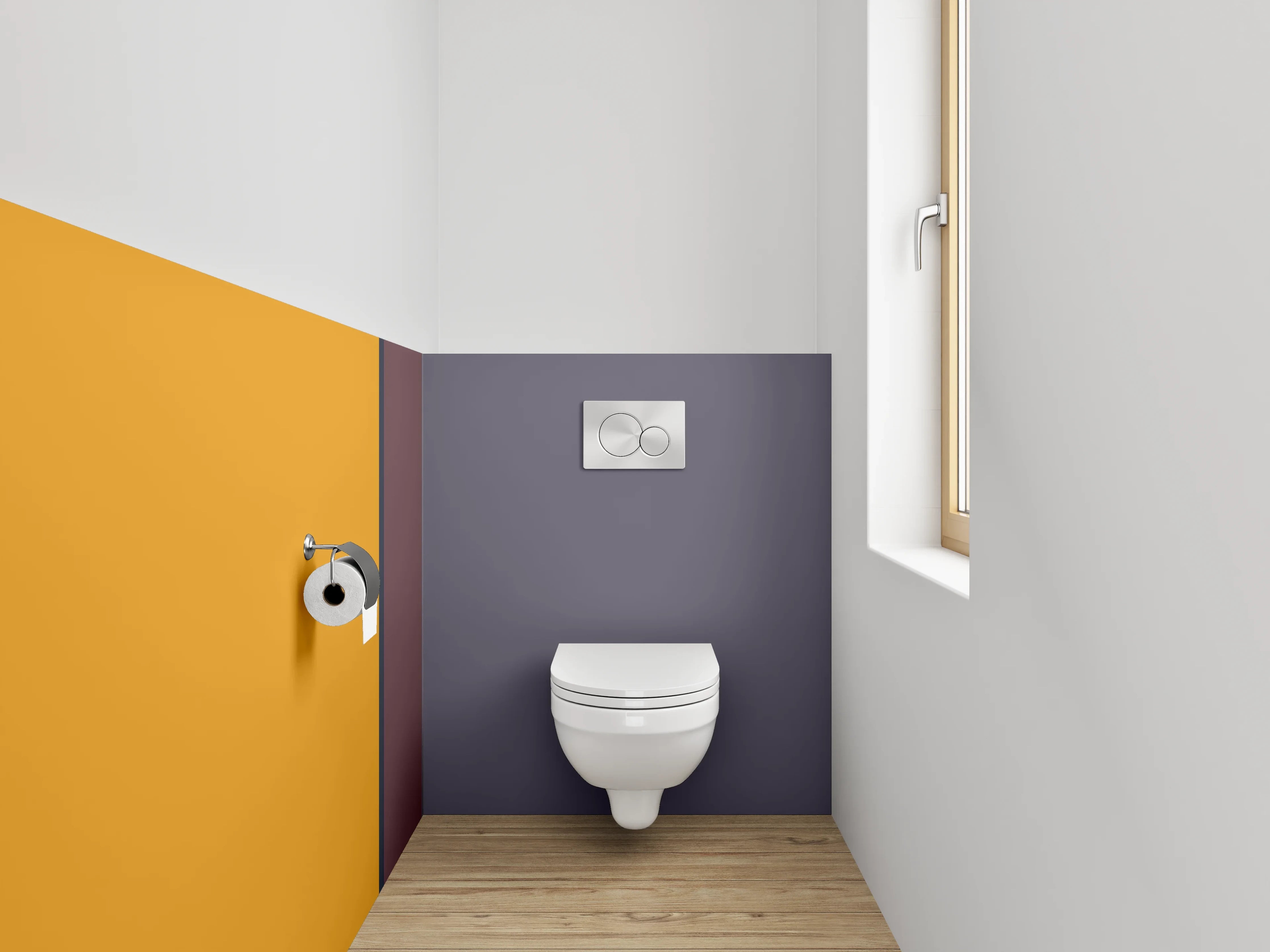 WC-Rückwand - Modernes Farbblock-Design Orange Lila