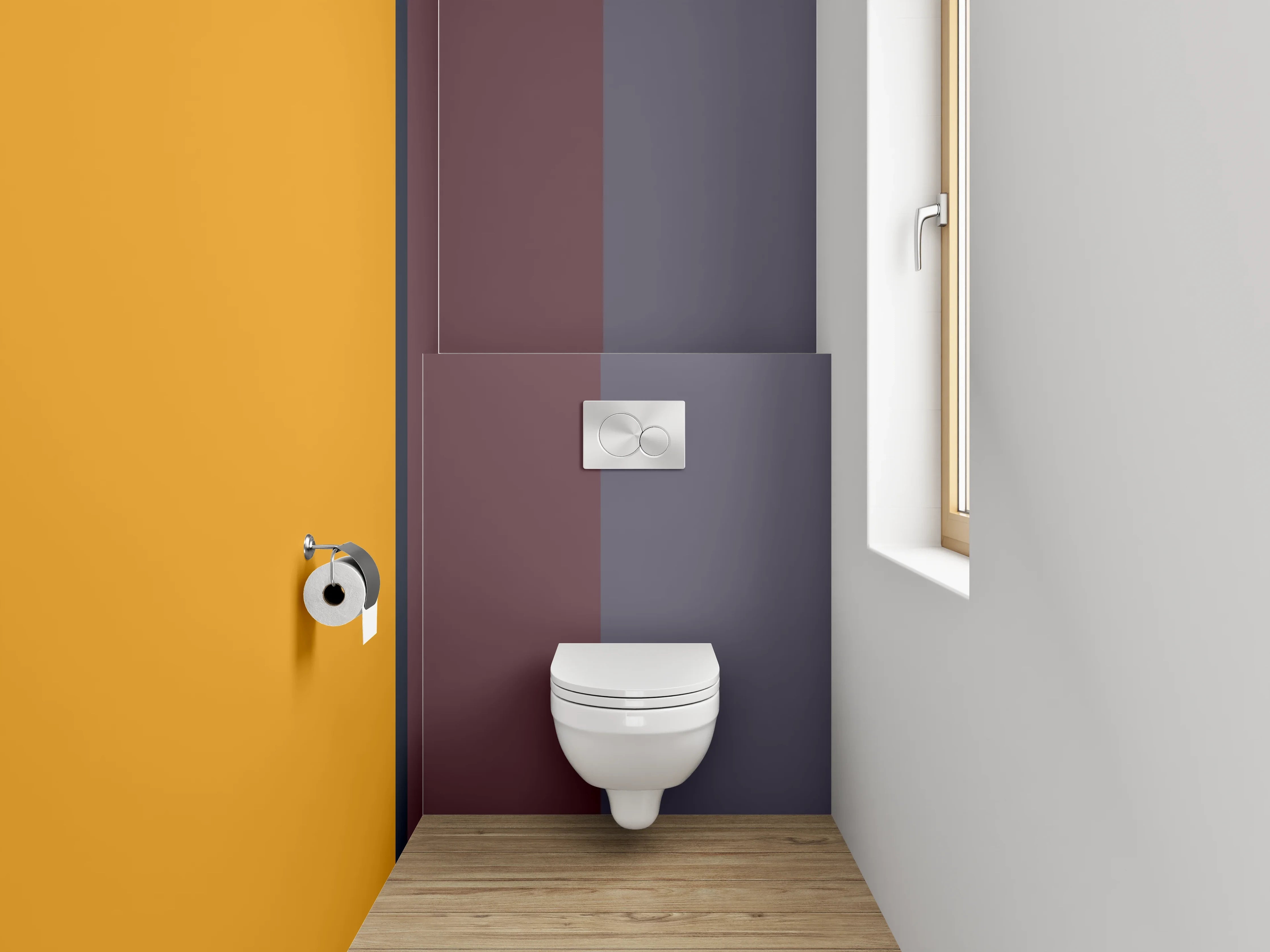 WC-Rückwand - Modernes Farbblock-Design Orange Lila
