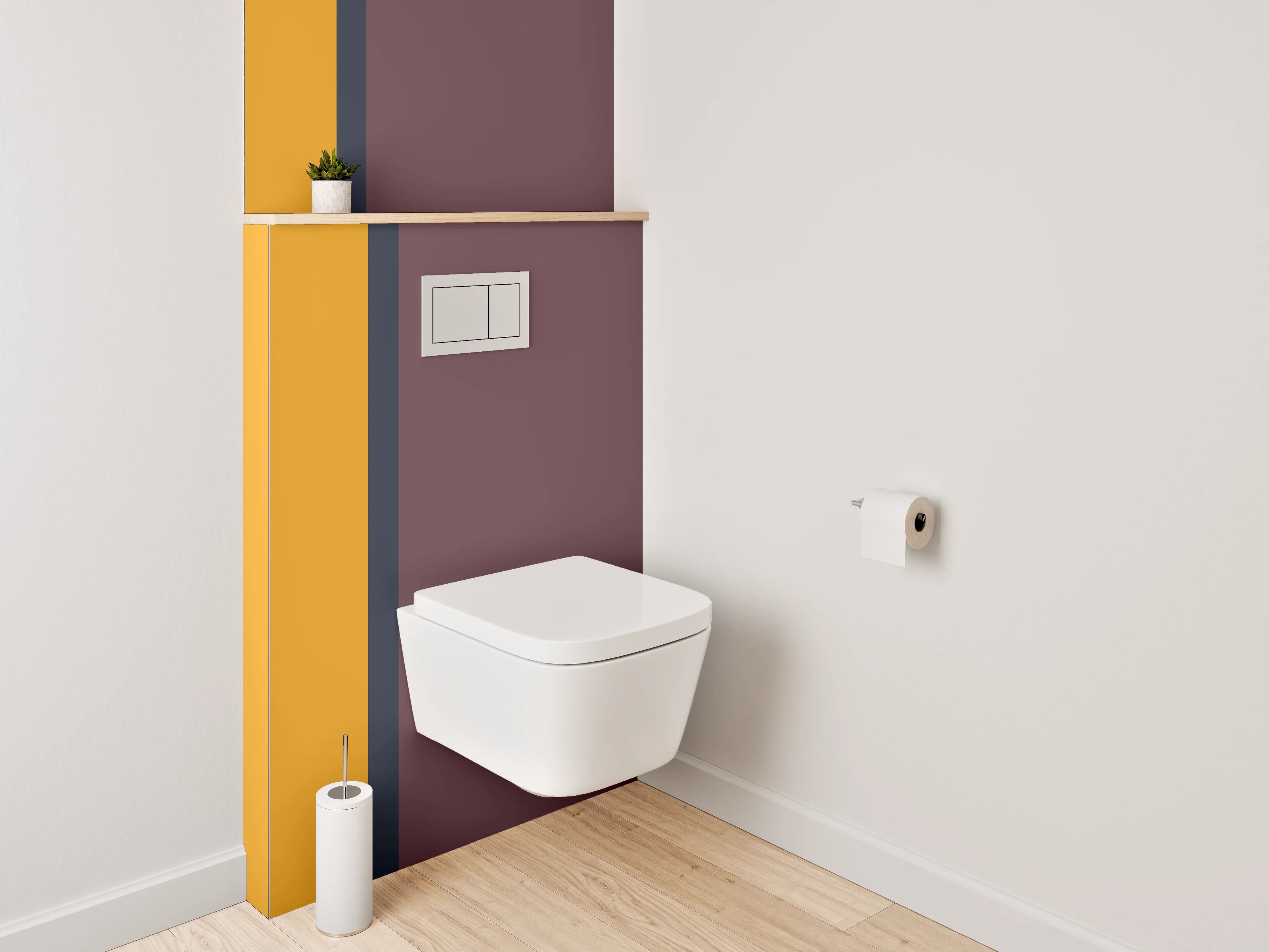 WC-Rückwand - Modernes Farbblock-Design Orange Lila