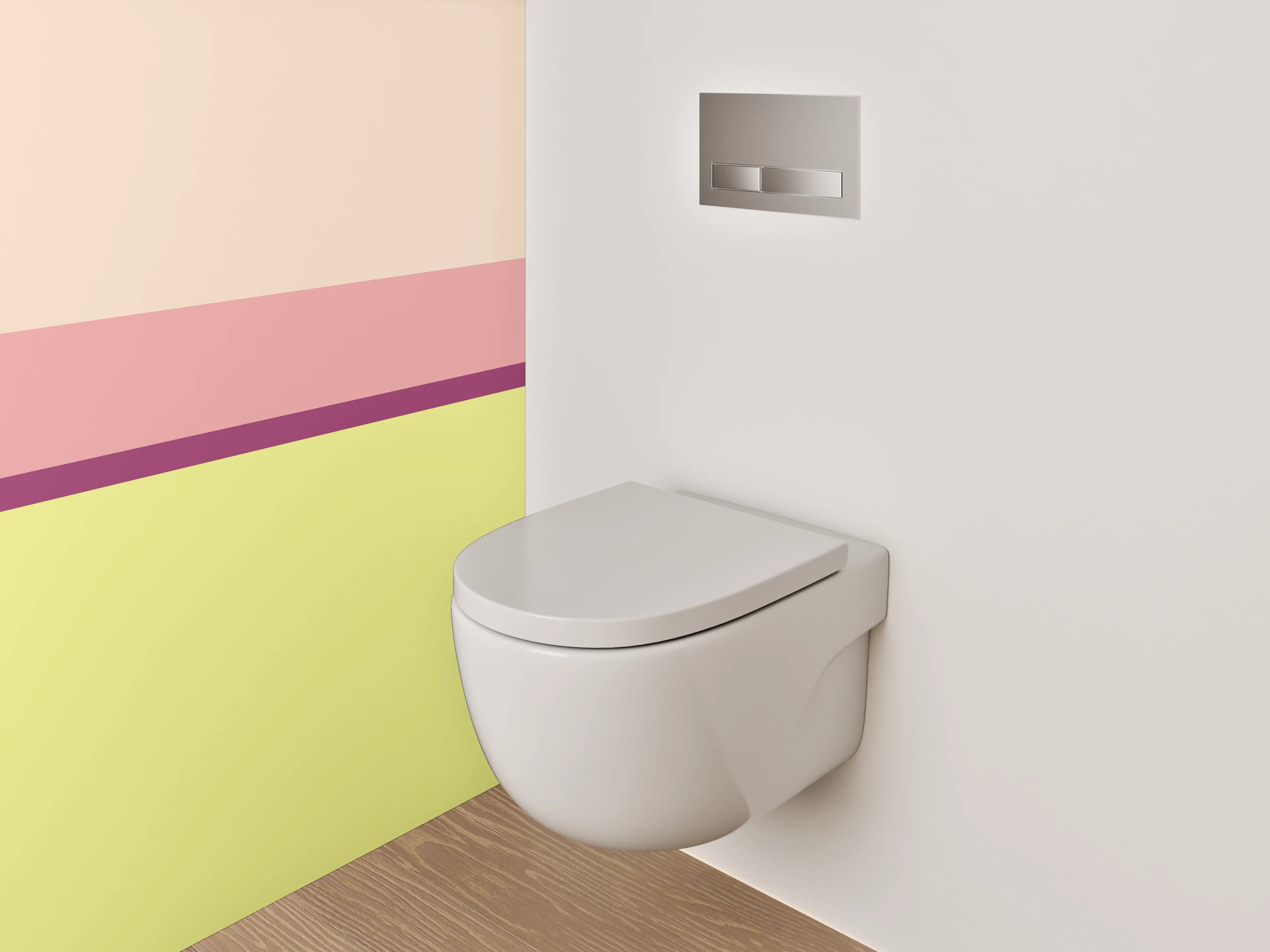 WC-Rückwand - Modernes Farbblock-Design Pastellrosa Gelb