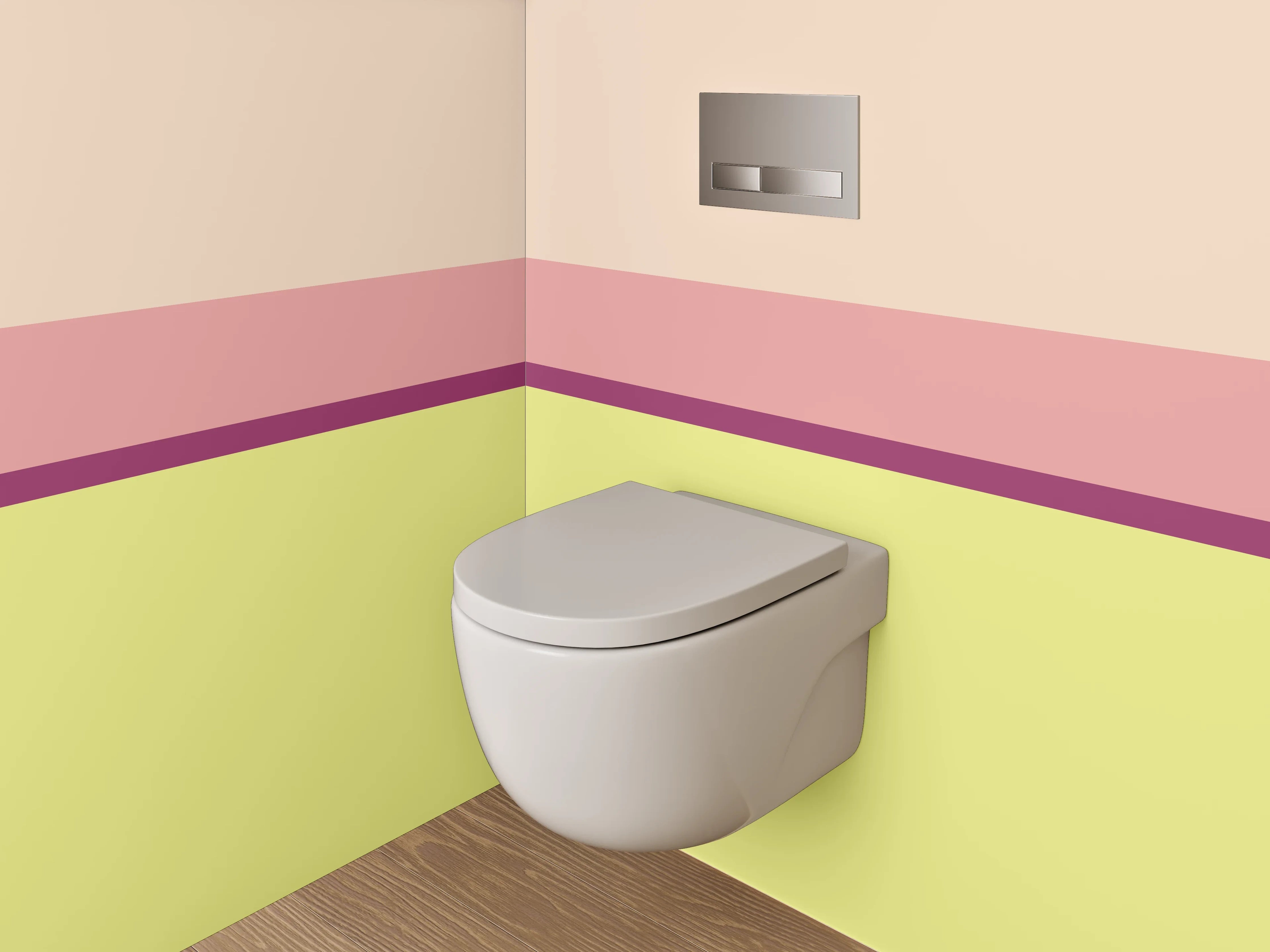WC-Rückwand - Modernes Farbblock-Design Pastellrosa Gelb