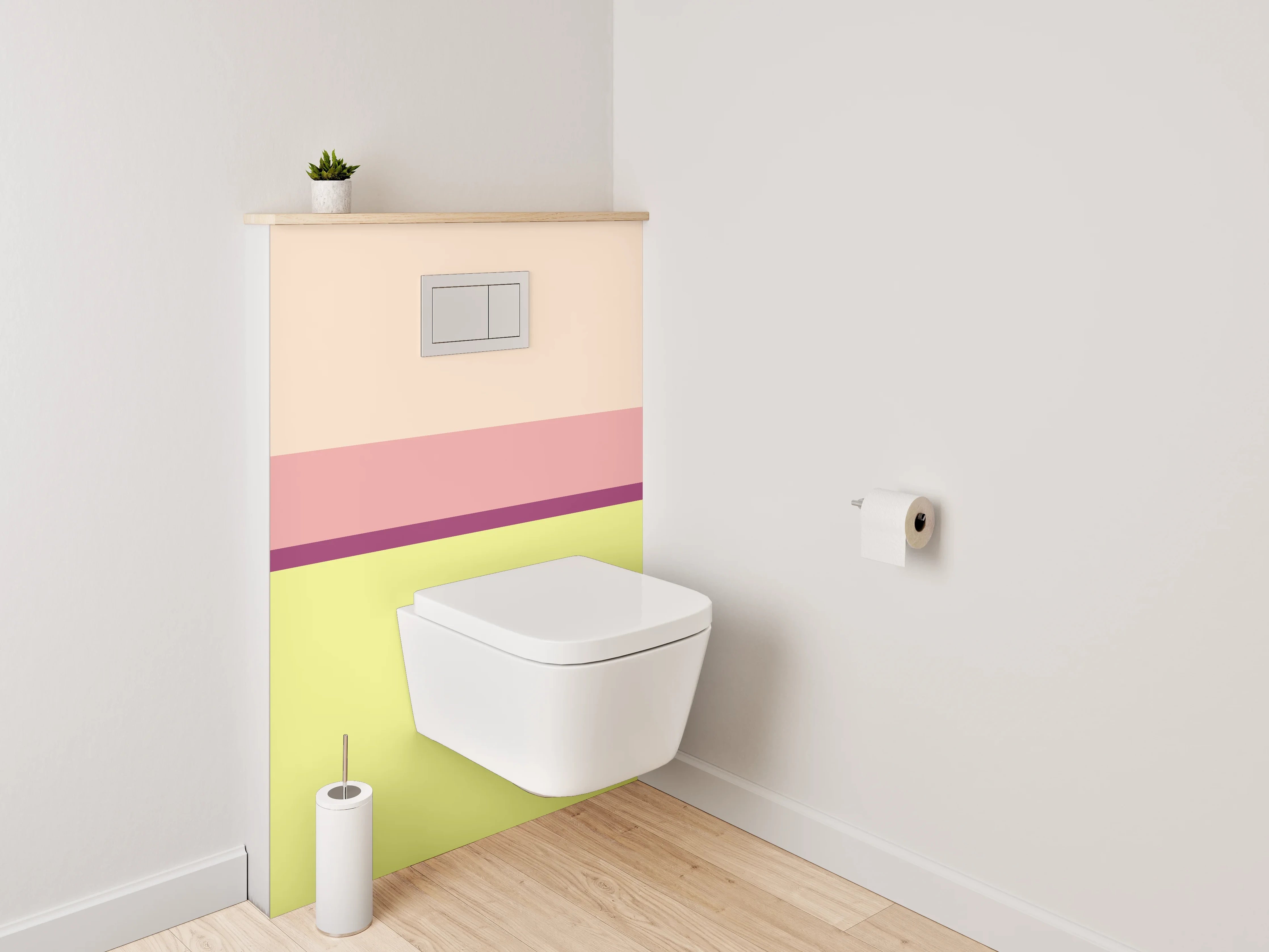 WC-Rückwand - Modernes Farbblock-Design Pastellrosa Gelb