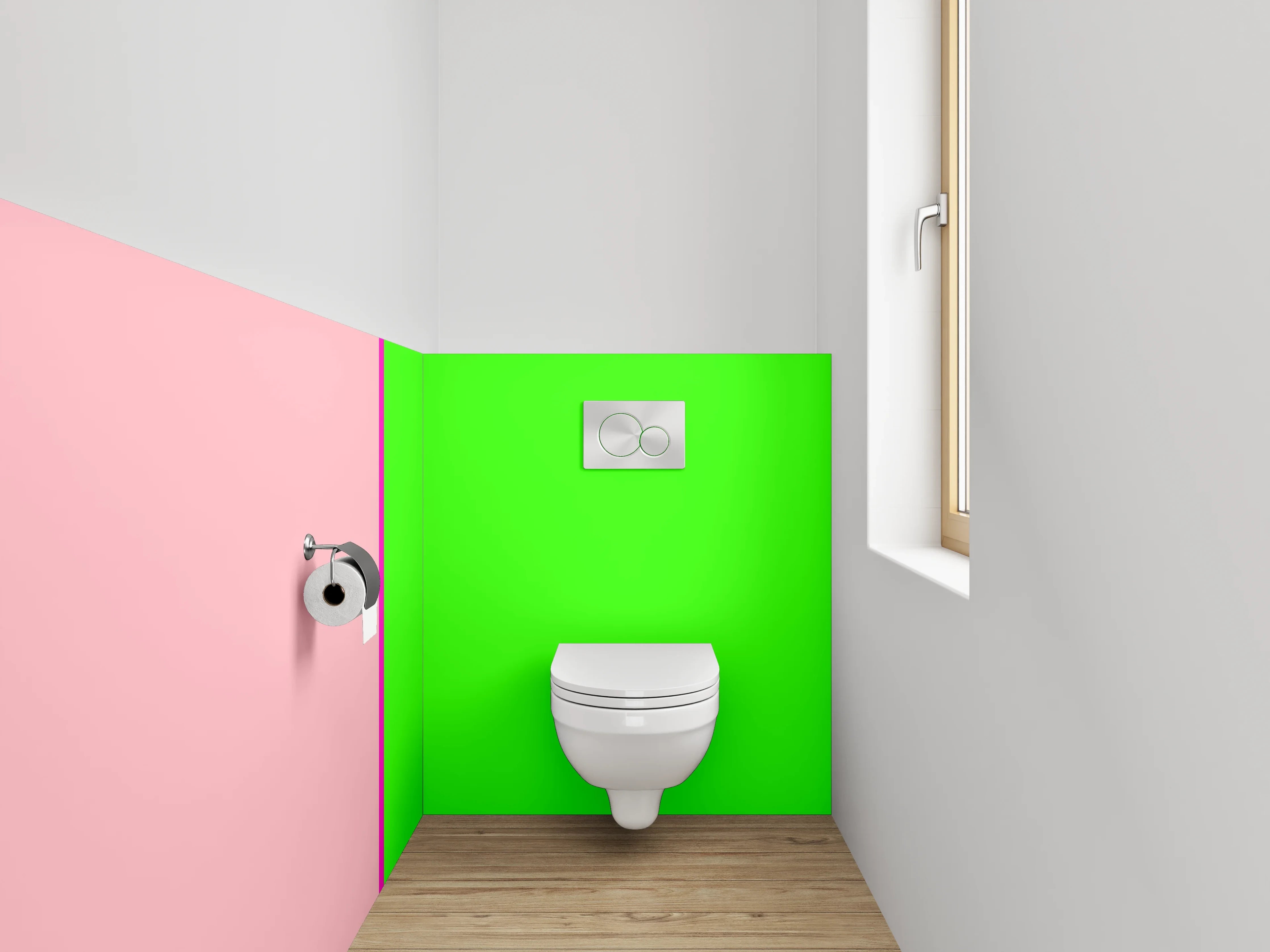 WC-Rückwand - Modernes Farbblock-Design Pink-Grün
