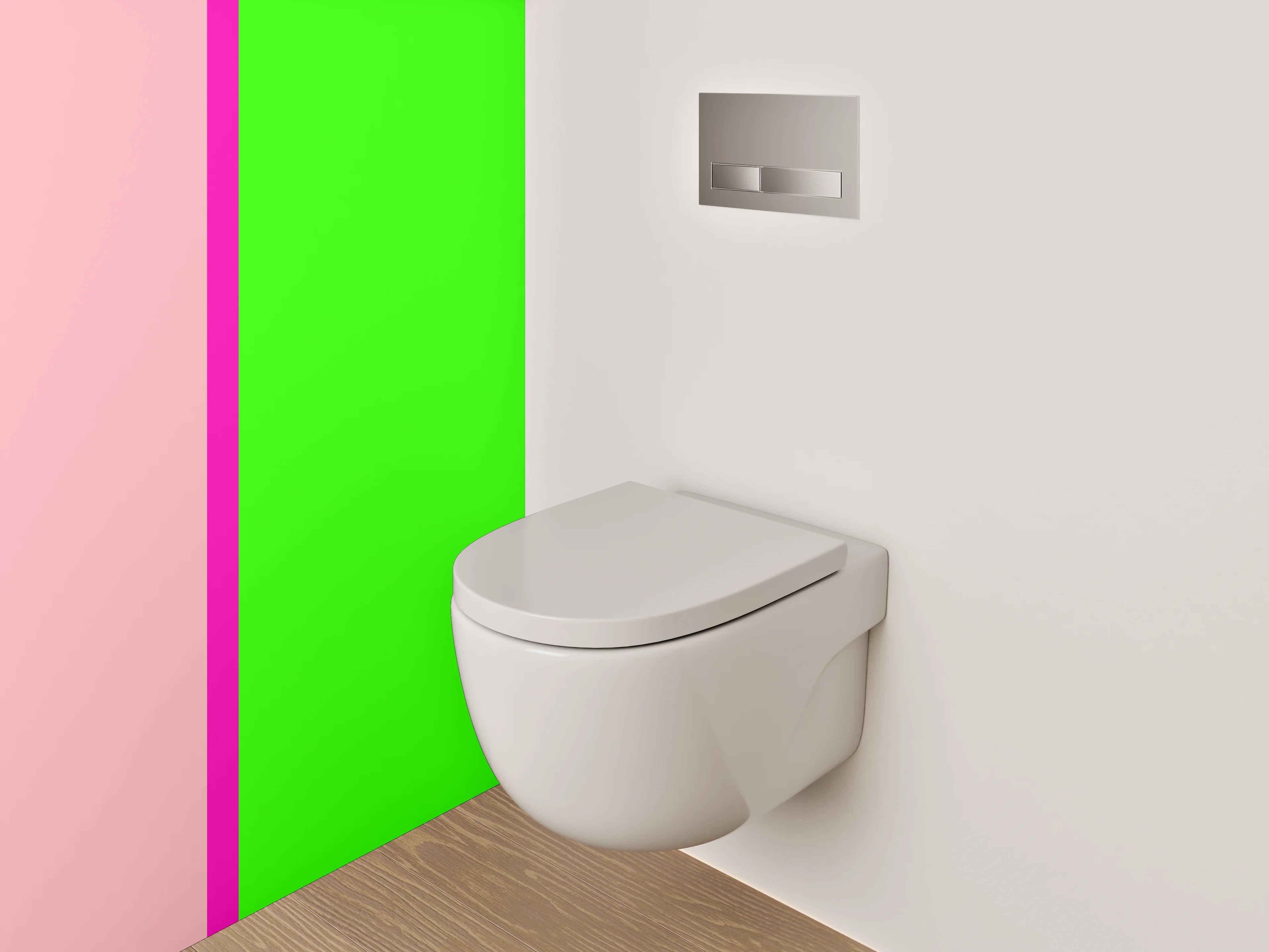 WC-Rückwand - Modernes Farbblock-Design Pink-Grün
