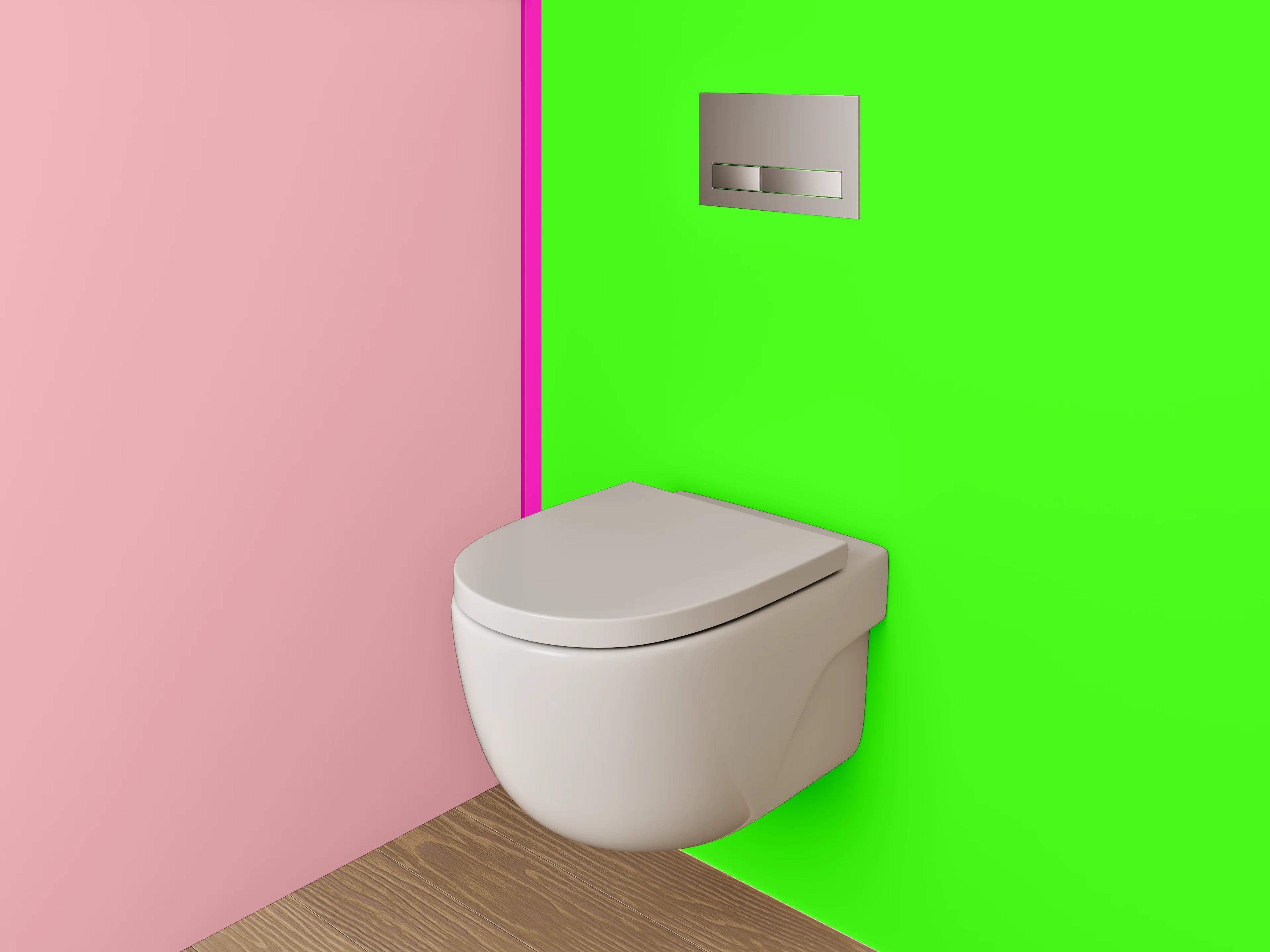 WC-Rückwand - Modernes Farbblock-Design Pink-Grün