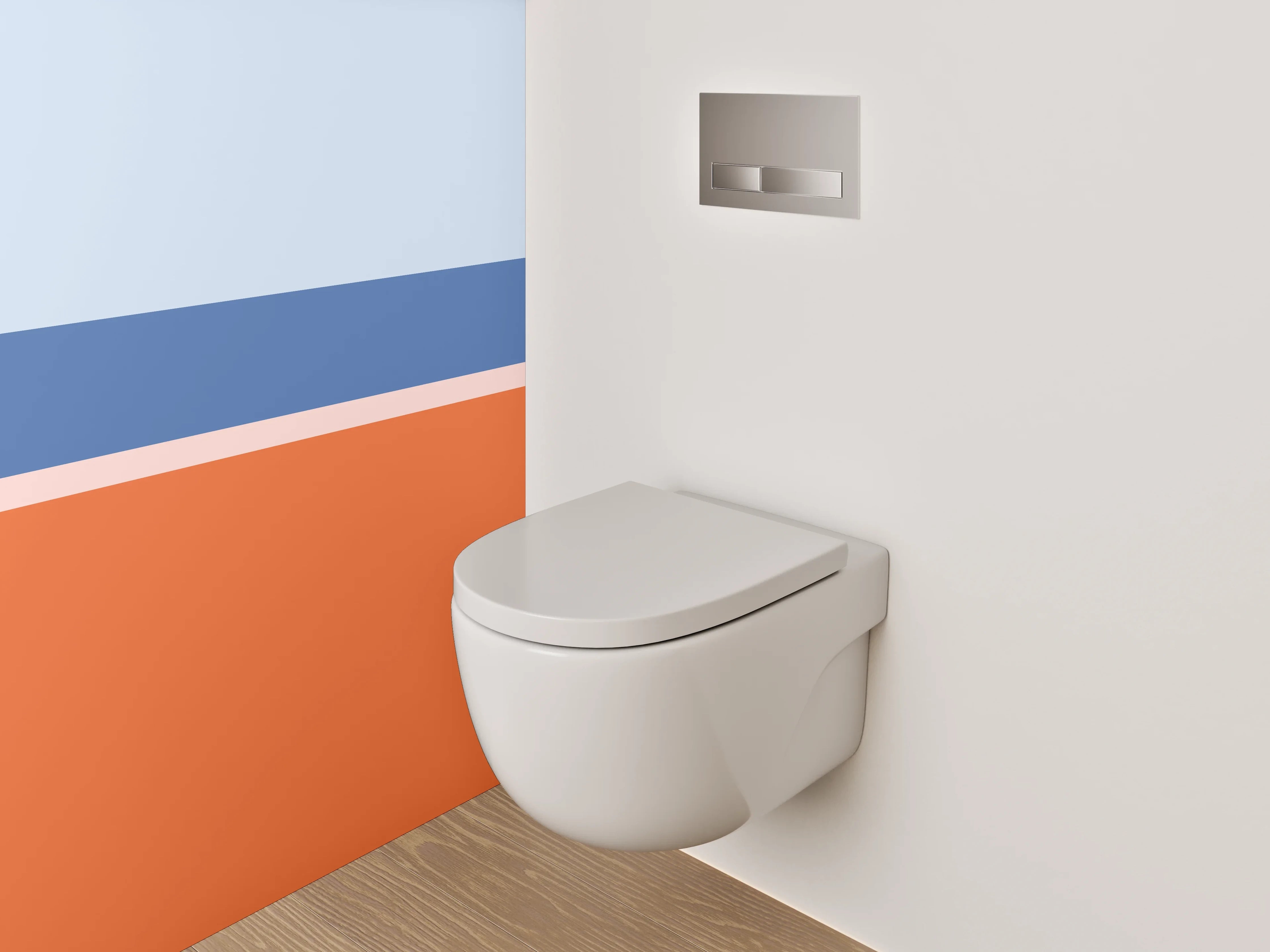 WC-Rückwand - Modernes Farbblock-Streifenmotiv Orange Blau