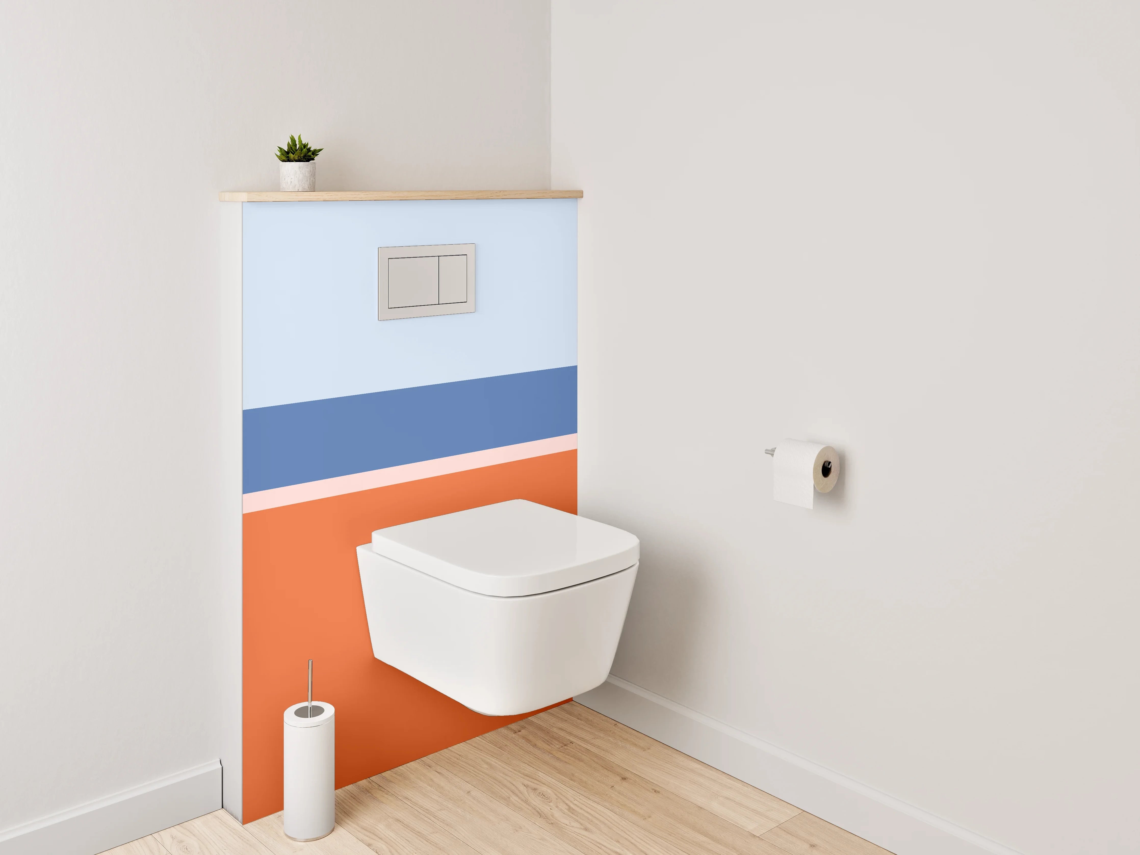 WC-Rückwand - Modernes Farbblock-Streifenmotiv Orange Blau