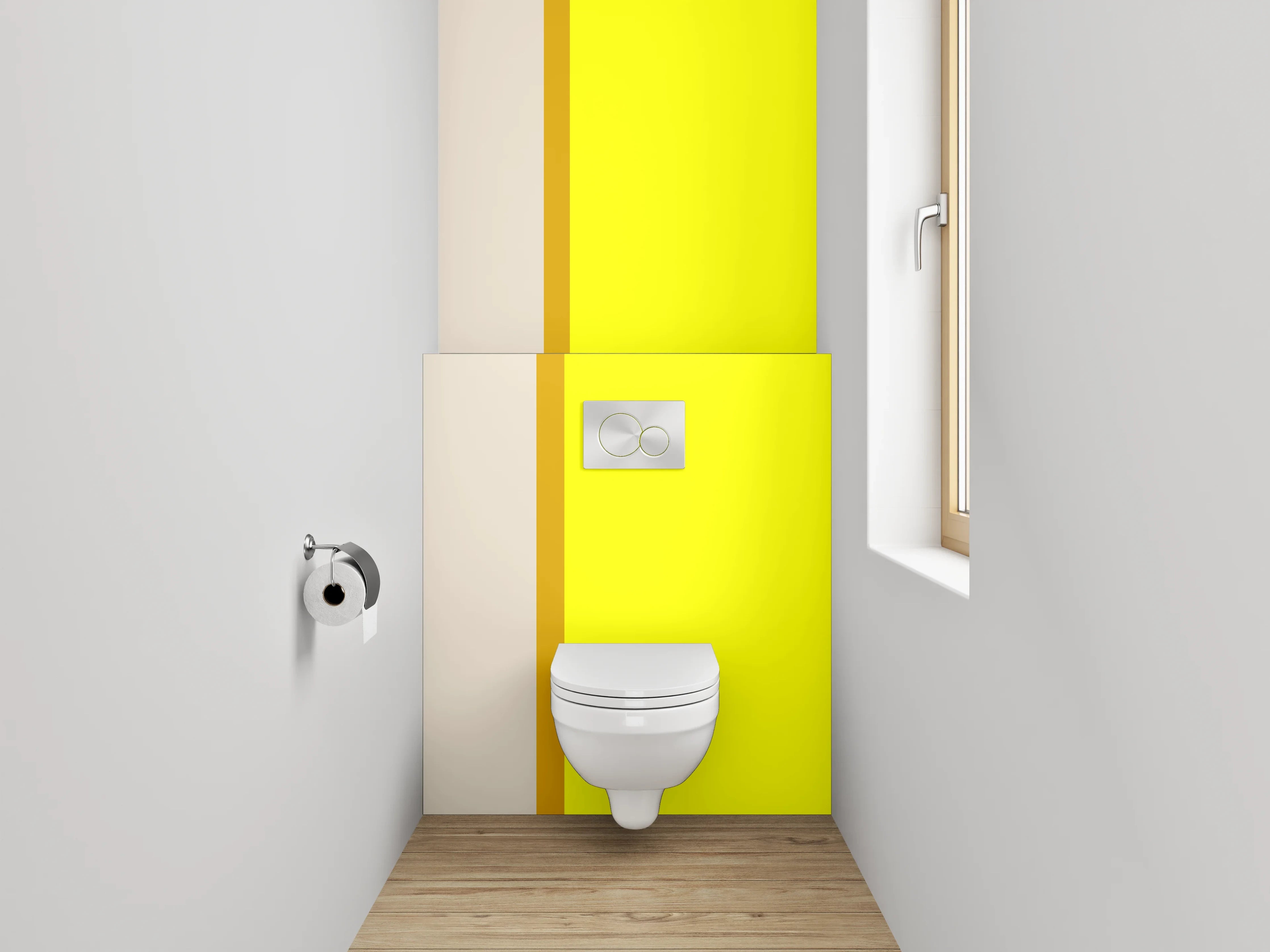 WC-Rückwand - Modernes Farbduo Beige Gelb Akzent