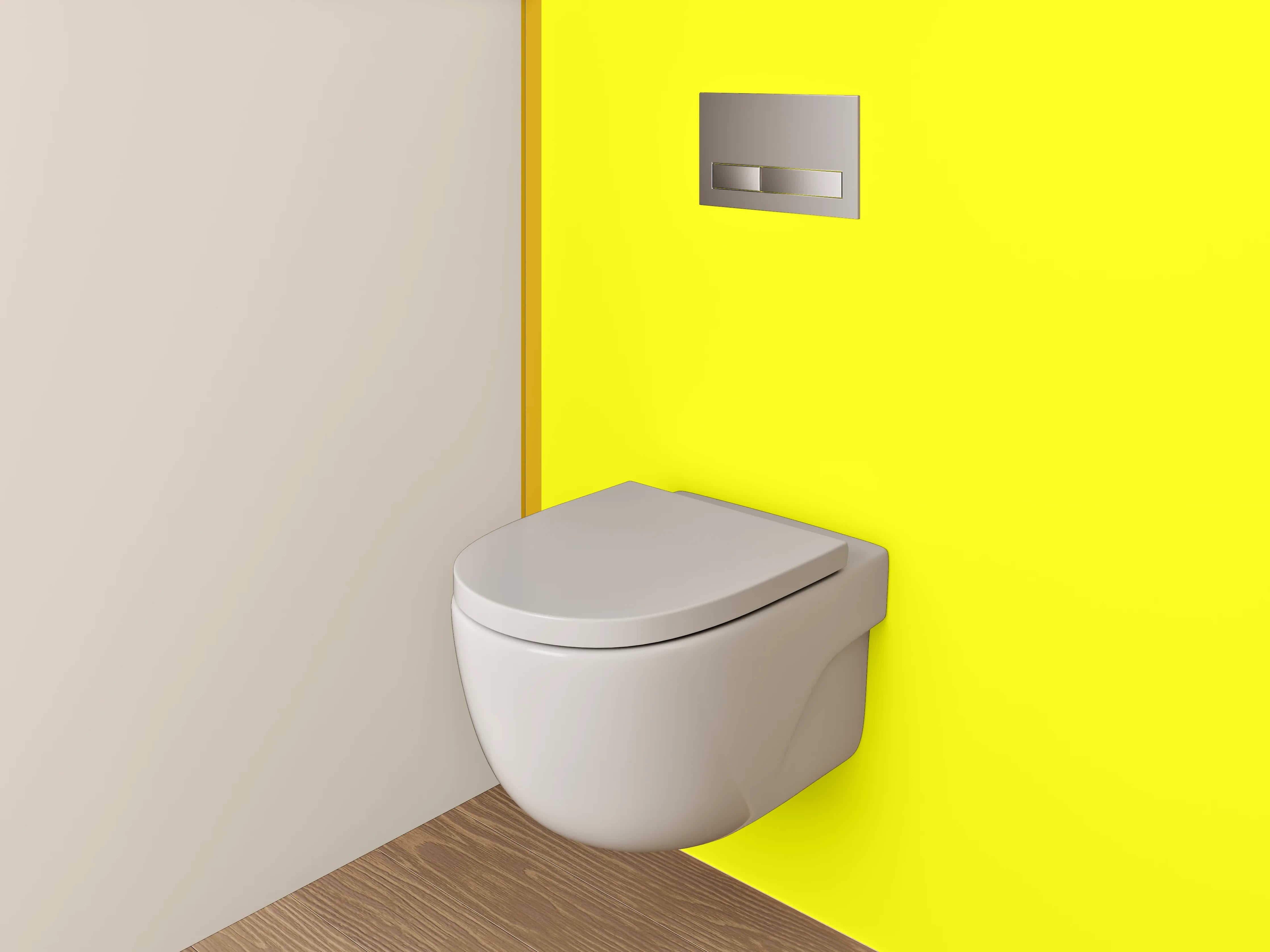 WC-Rückwand - Modernes Farbduo Beige Gelb Akzent