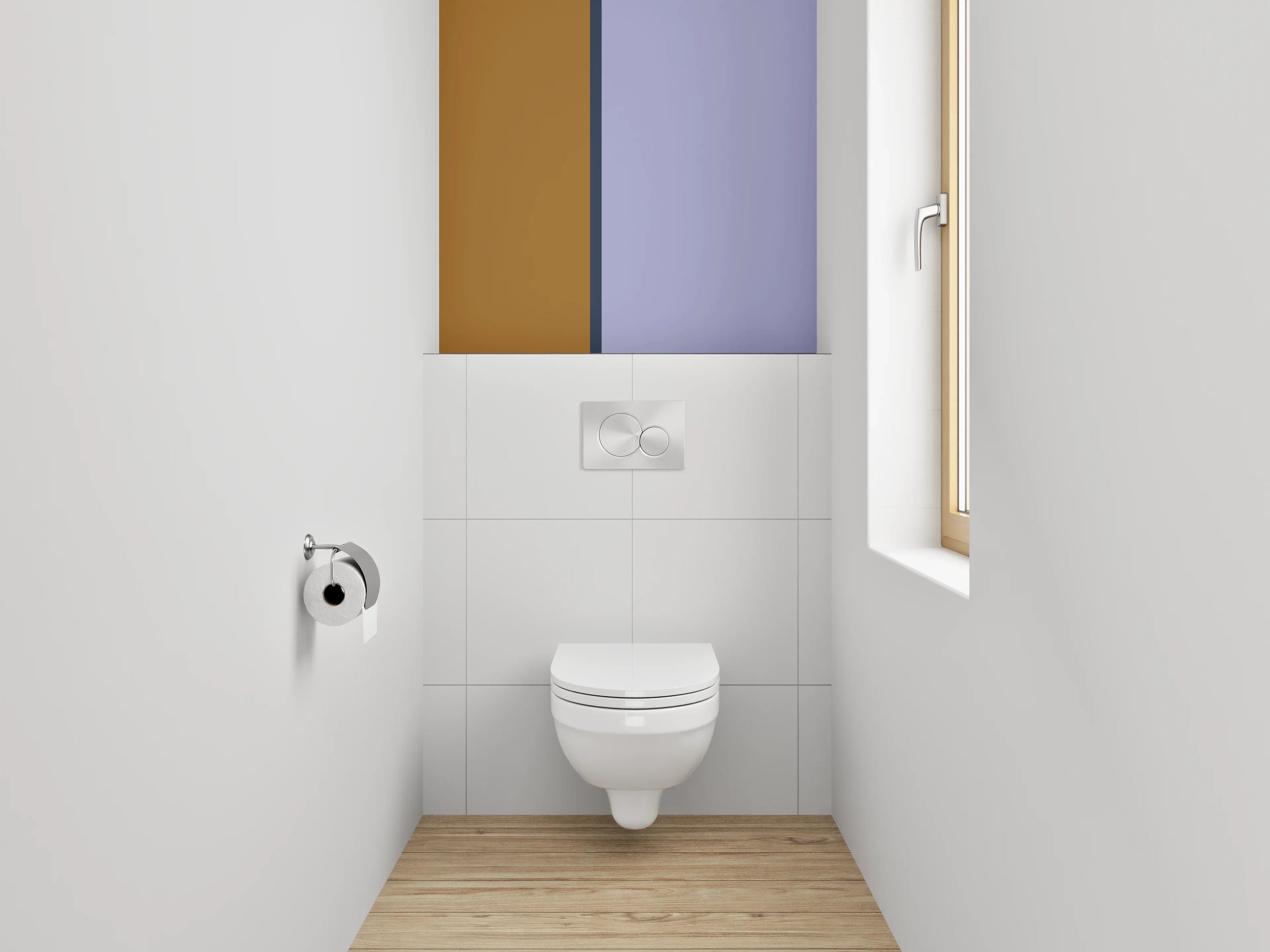 WC-Rückwand - Modernes Farbduo Braun Lila